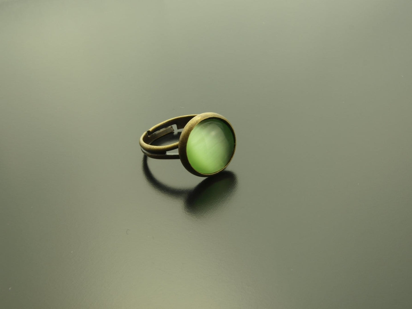 Ring nach Wahl Cabochon Cateye Glas bronze silbern gelb orange rot blau grün braun lila Juvelato