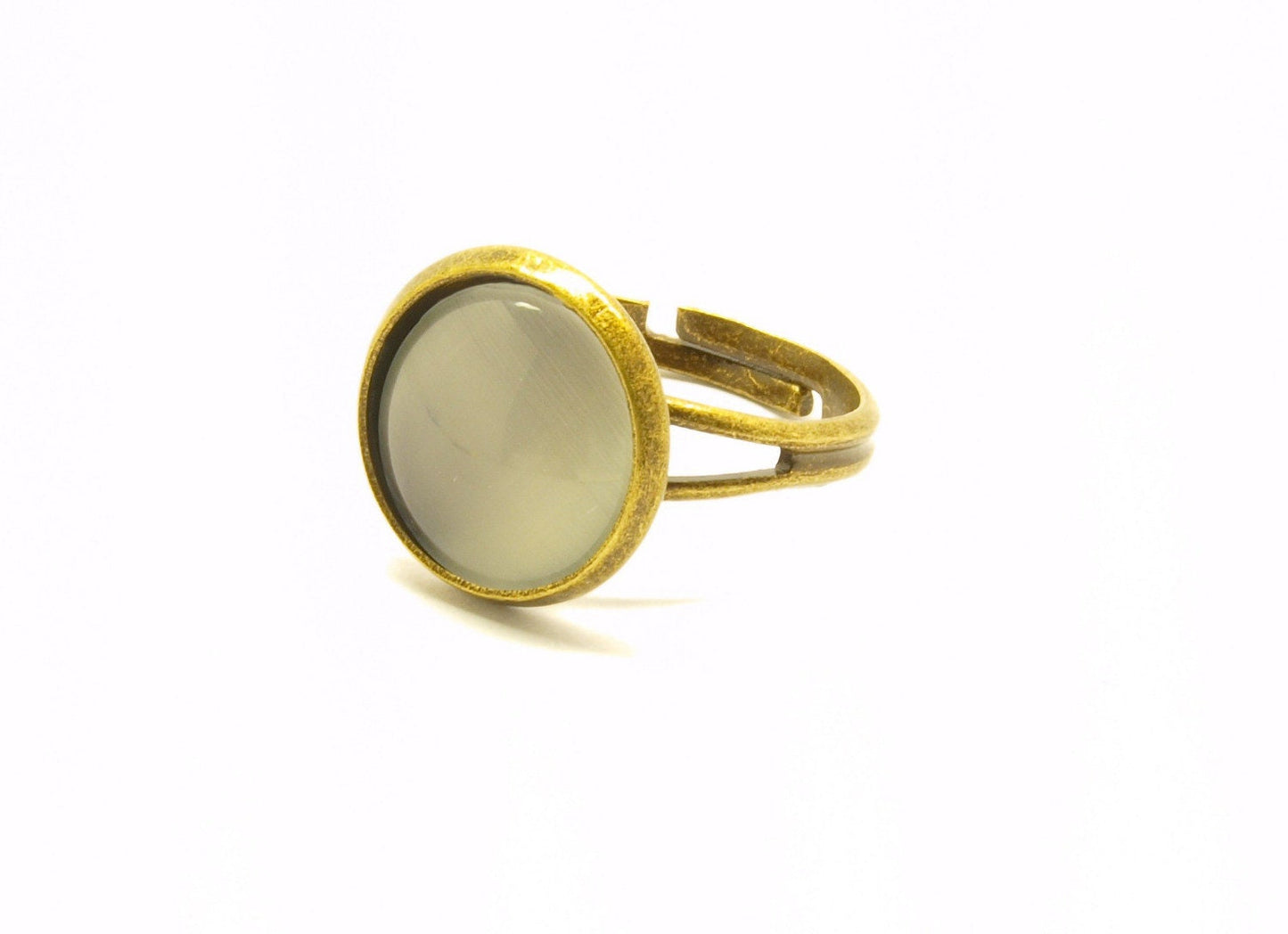 Ring nach Wahl Cabochon Cateye Glas bronze silbern gelb orange rot blau grün braun lila Juvelato