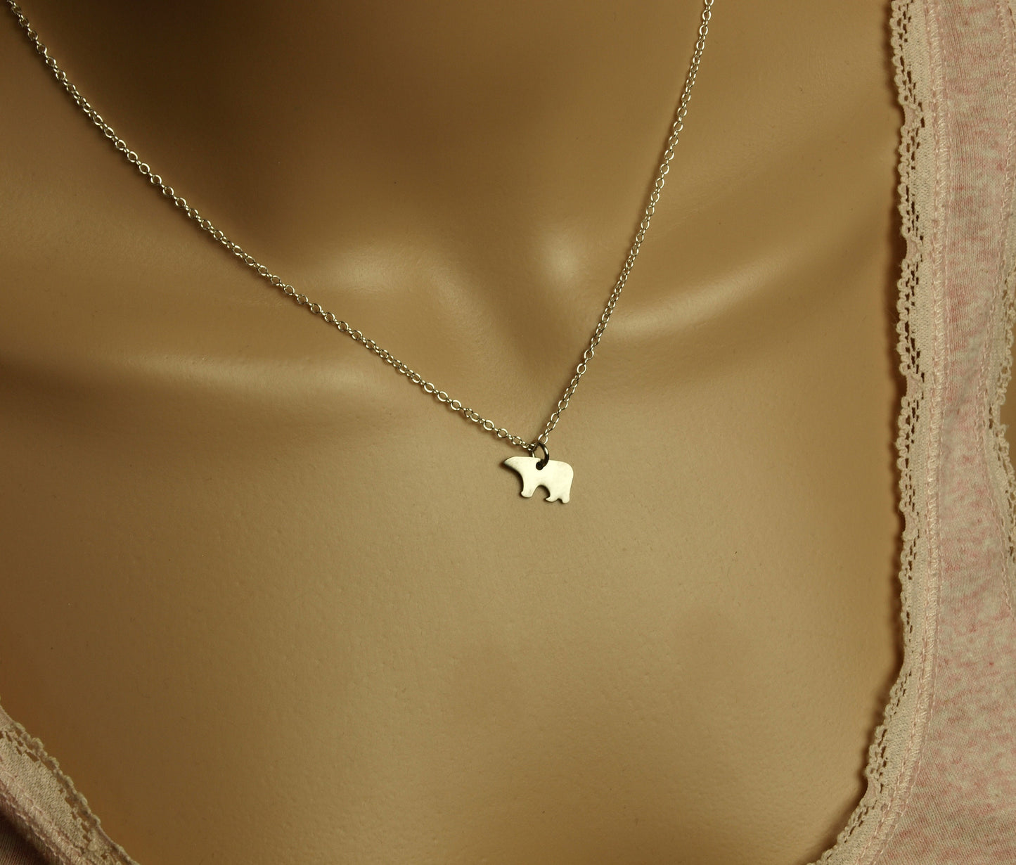 Kette Bär Eisbär Edelstahl Anhänger silbern