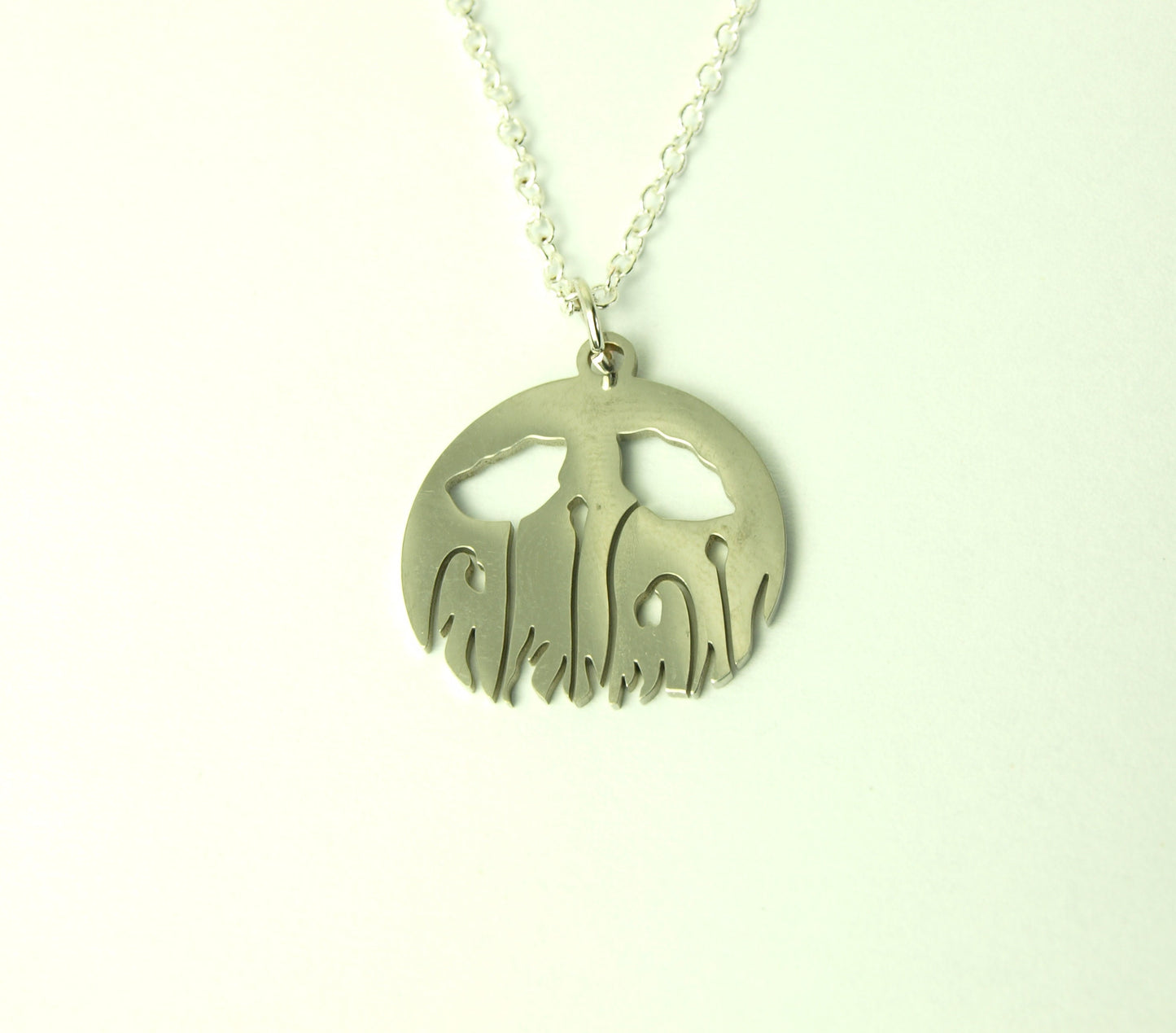 Kette Mohnblumen Wiese Anhänger Edelstahl silbern Blüte Blume Kreis rund