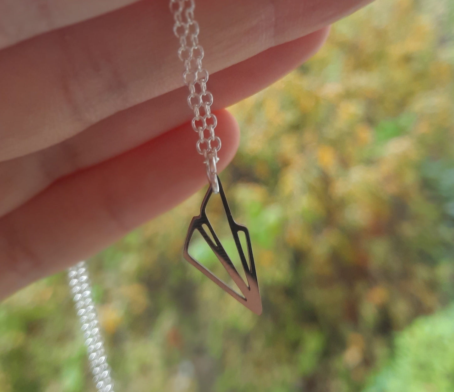 Kette Edelstahl Origami Flieger Papier Papierflugzeug Papierflieger Flugzeug Farbe nach Wahl golden silbern