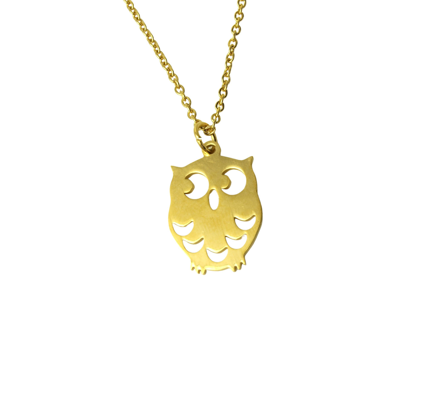 Kette Eule Uhu Kauz Wald Natur Vogel Edelstahl Anhänger Farbe nach Wahl golden silbern