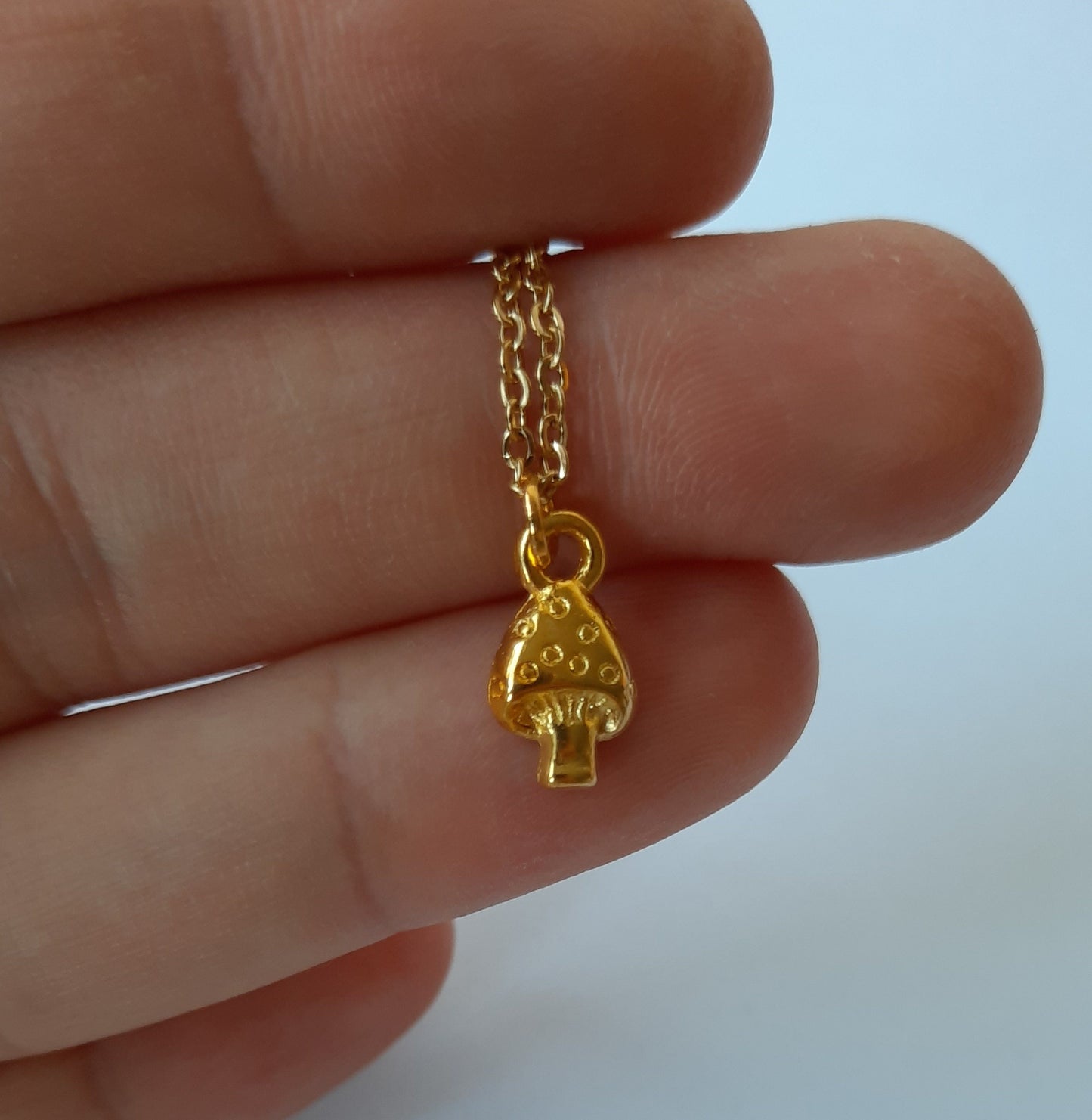 Kette Pilz Fliegenpilz Glück Punkte Glücksbringer Anhänger golden