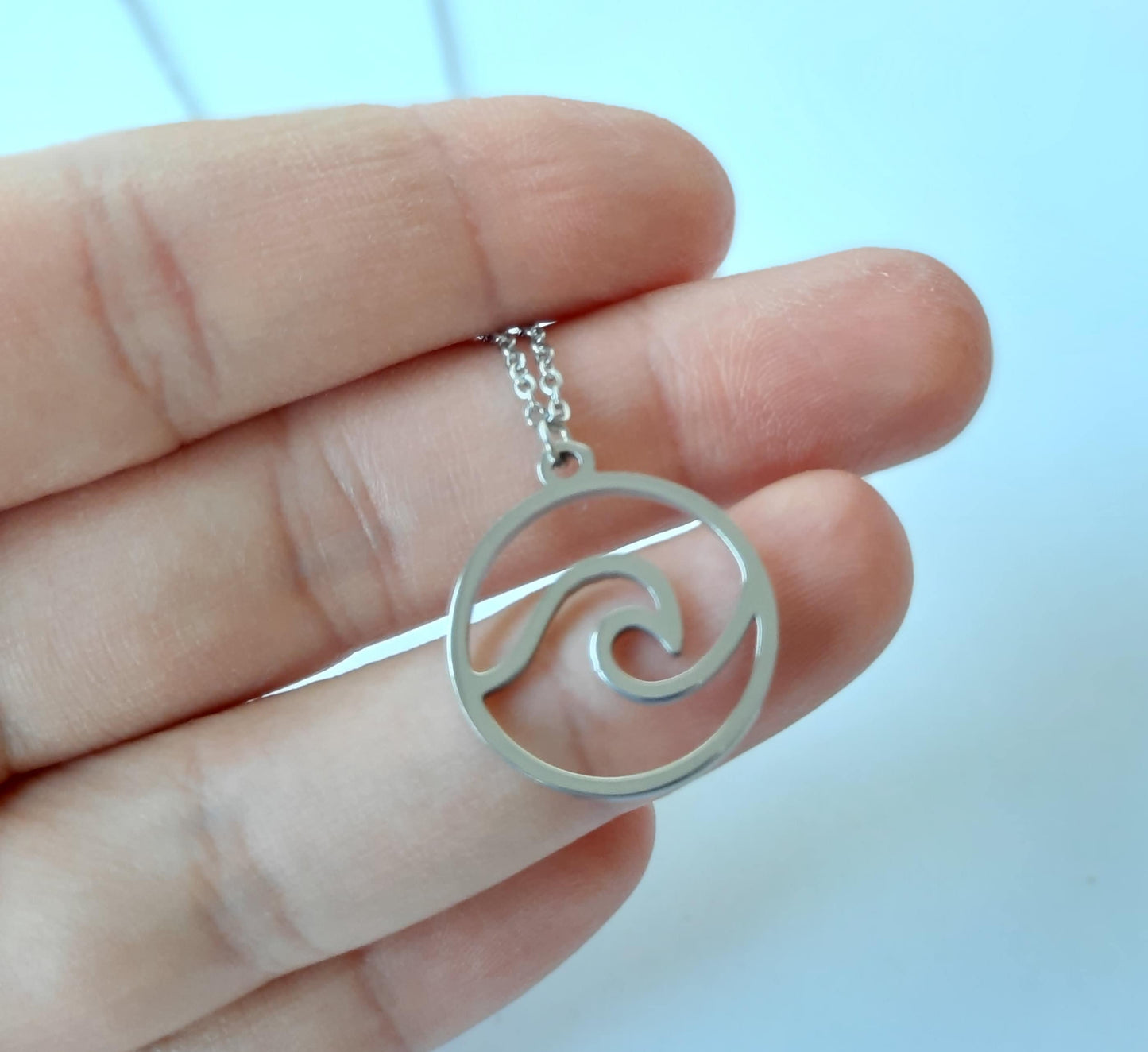 Kette Welle Wasser Anhänger silbern Kreis rund Strand Meer Urlaub See