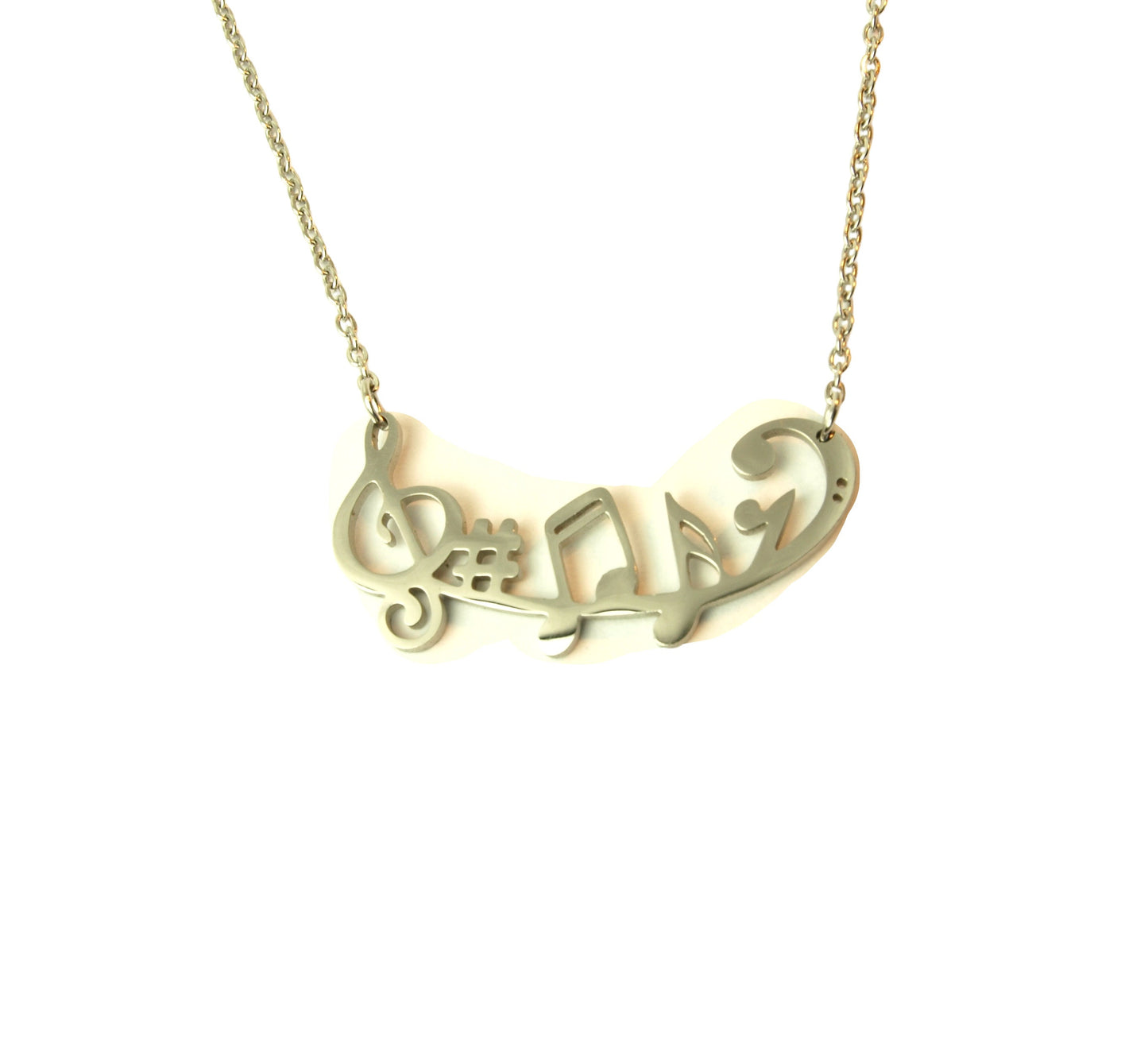 Kette Musik Noten Notenschlüssel Edelstahl Anhänger silbern