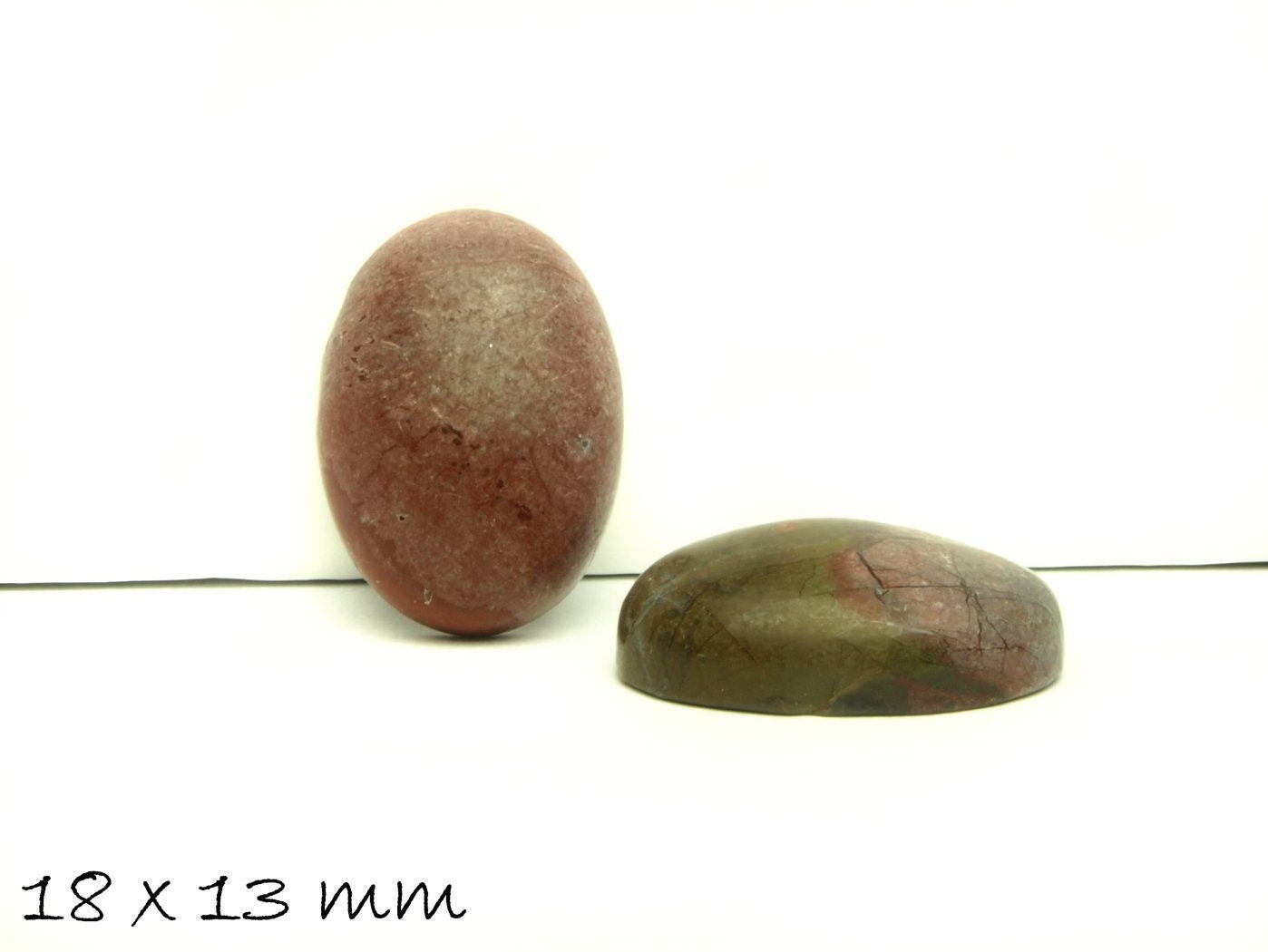 2 Stück Edelstein Cabochons, Picasso Jasper, 18 x 13 mm, rot