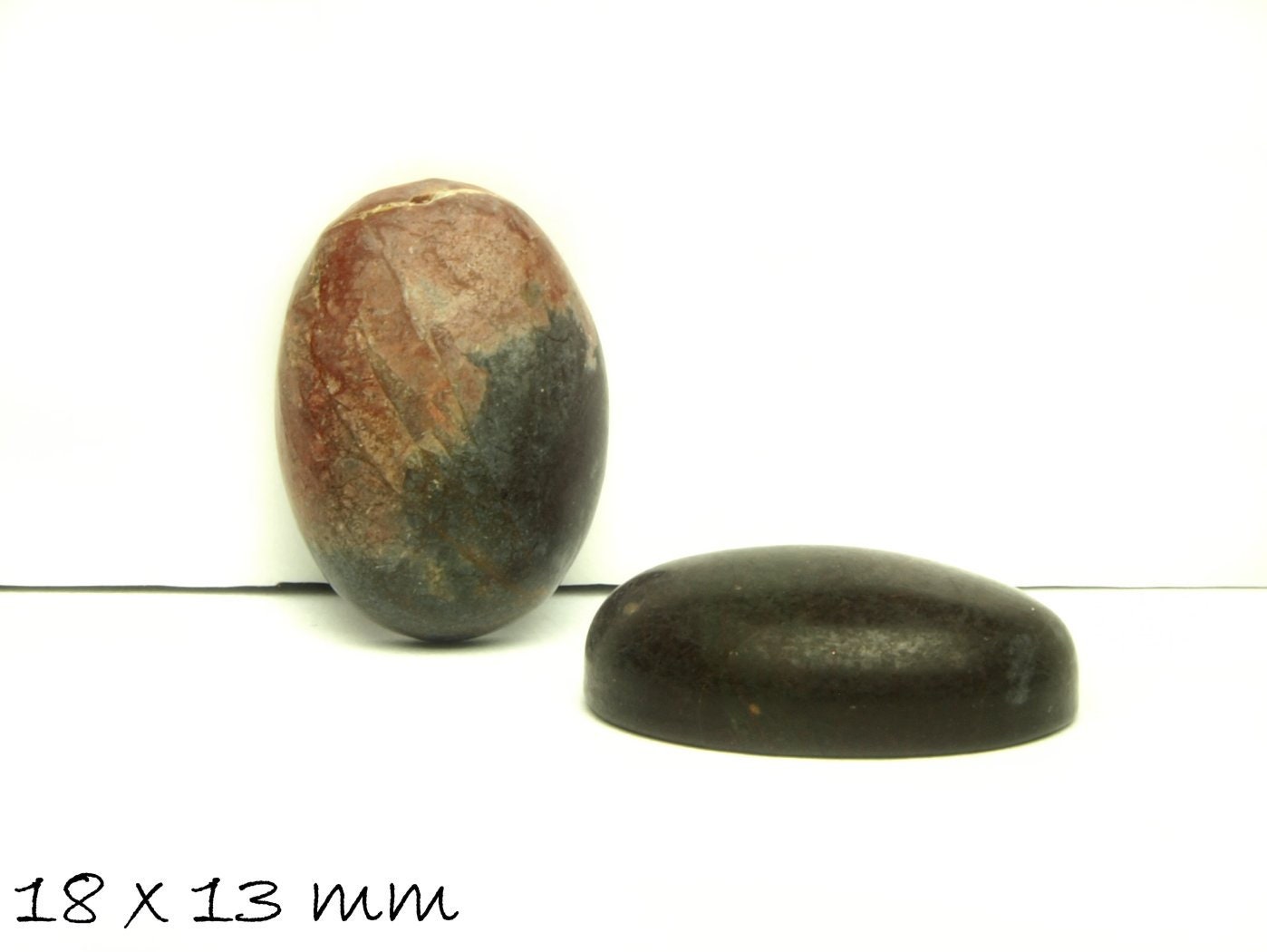 2 Stück Edelstein Cabochons, Picasso Jasper, 18 x 13 mm, schwarz