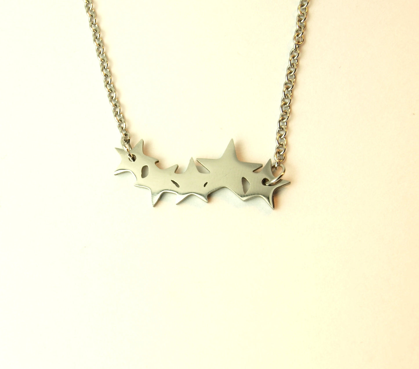 Kette 5 Sterne Himmel Nacht Liebe Freundschaft verbunden Familie Stars Edelstahl Anhänger silbern