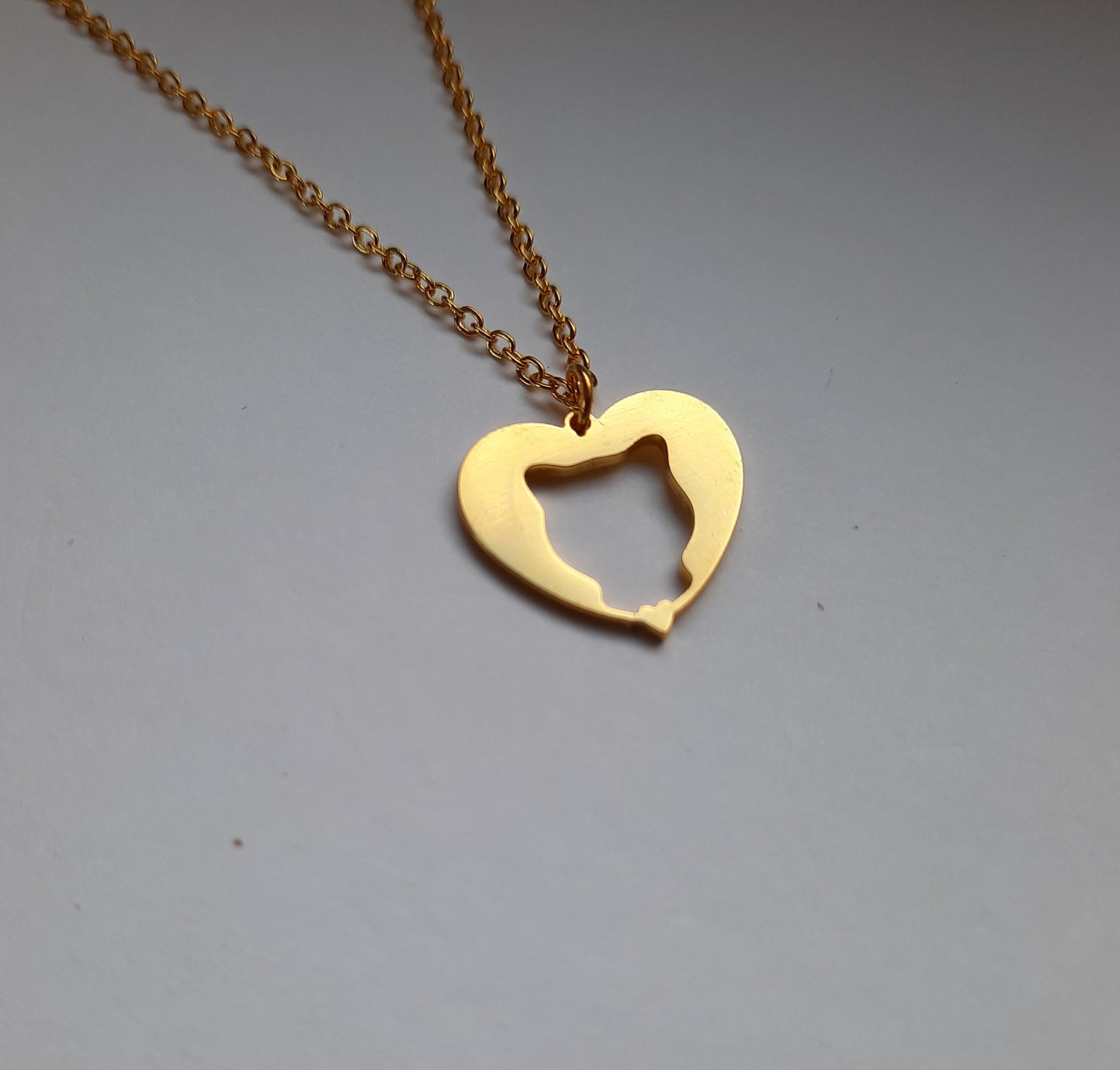 Kette Katze Silhouette Herz Liebe Freundschaft Anhänger Farbe nach Wahl silbern golden rosé golden