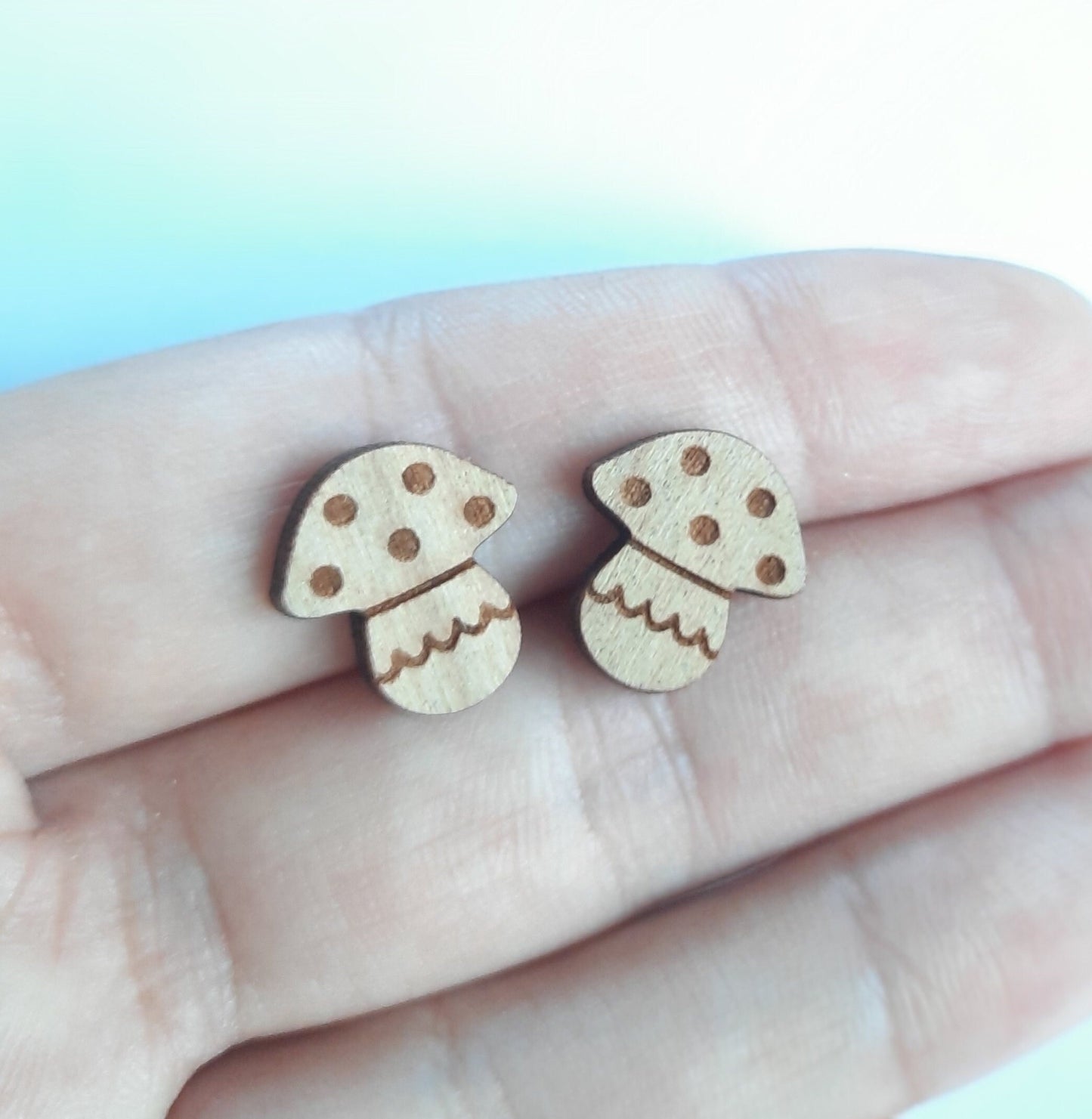 Ohrstecker Pilz Fliegenpilz Punkte Glück Glücksbringer Holz Ohrringe Stecker