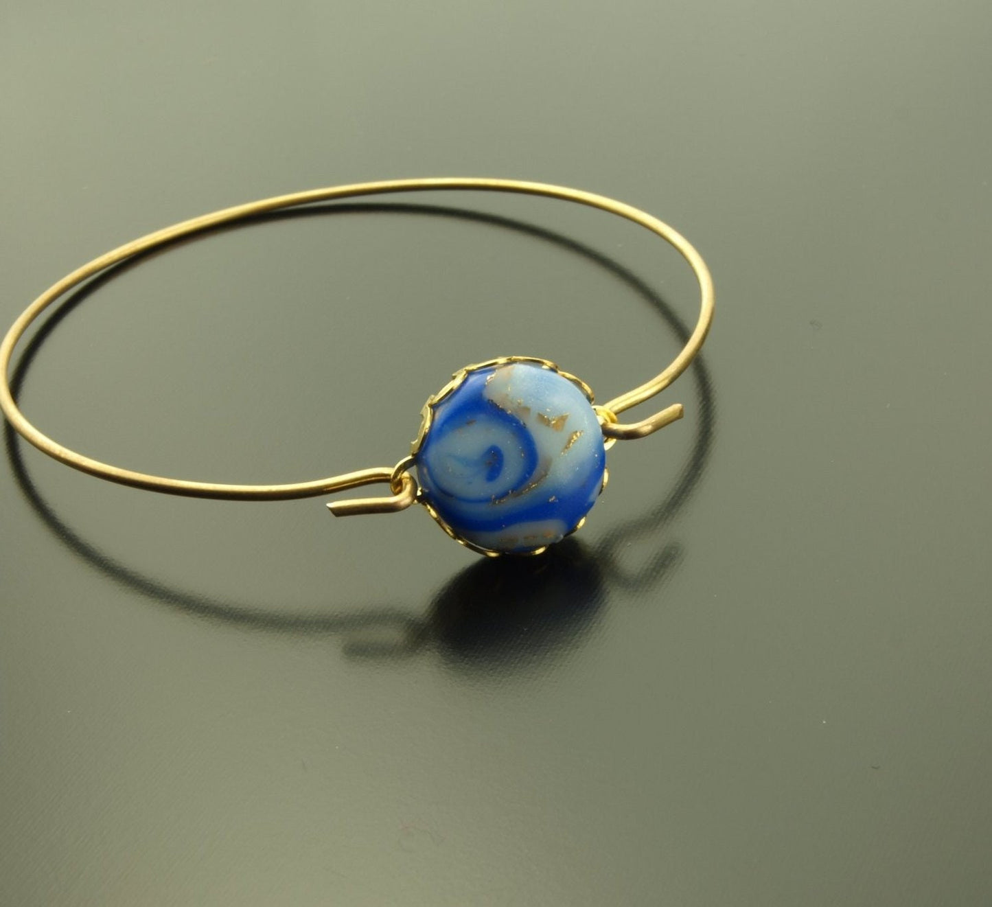 Armreif Cabochon retro Muster Hippie bunt Polymer Clay silbern bronze golden Armband weiß blau lila grün schwarz rot