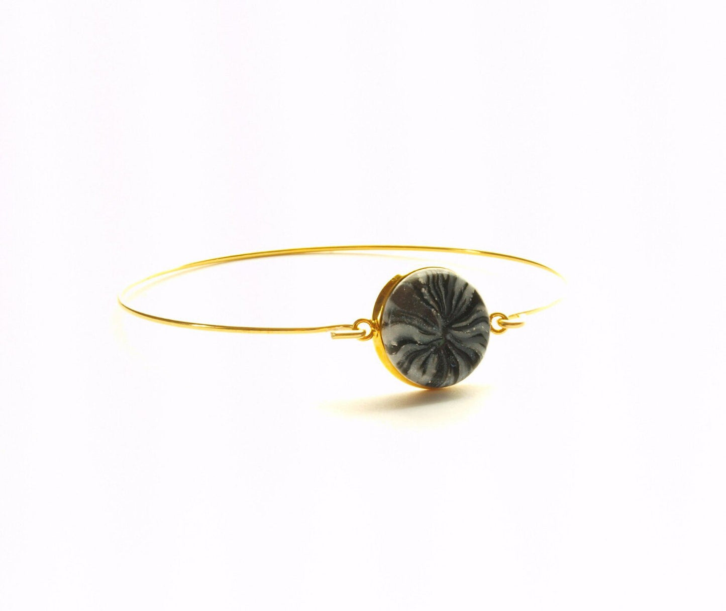 Armreif Cabochon retro Muster Hippie bunt Polymer Clay silbern bronze golden Armband weiß blau lila grün schwarz rot