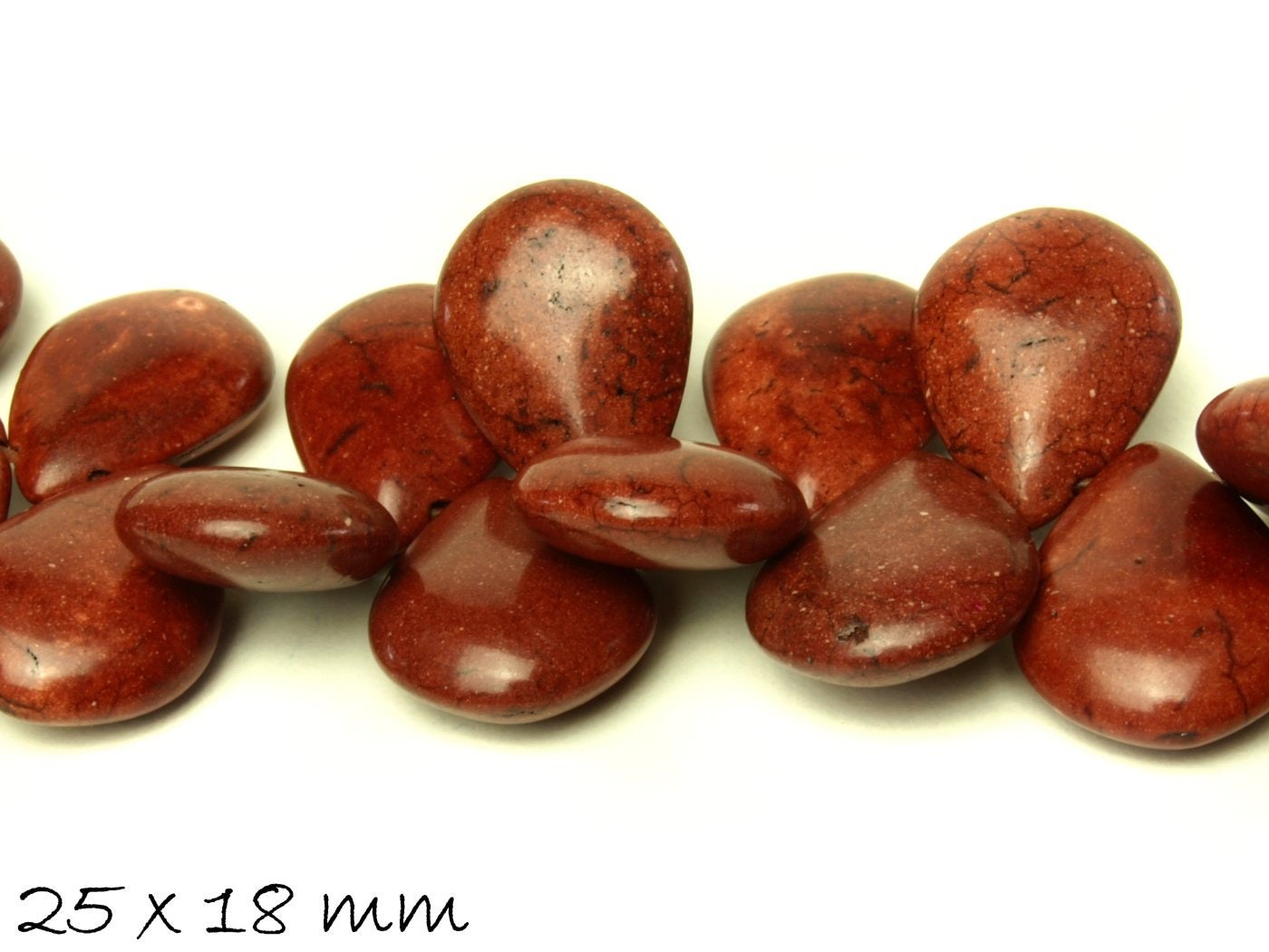 10 Stück Perlen synthetischer Türkis Tropfen in braun, 25 x 18 mm