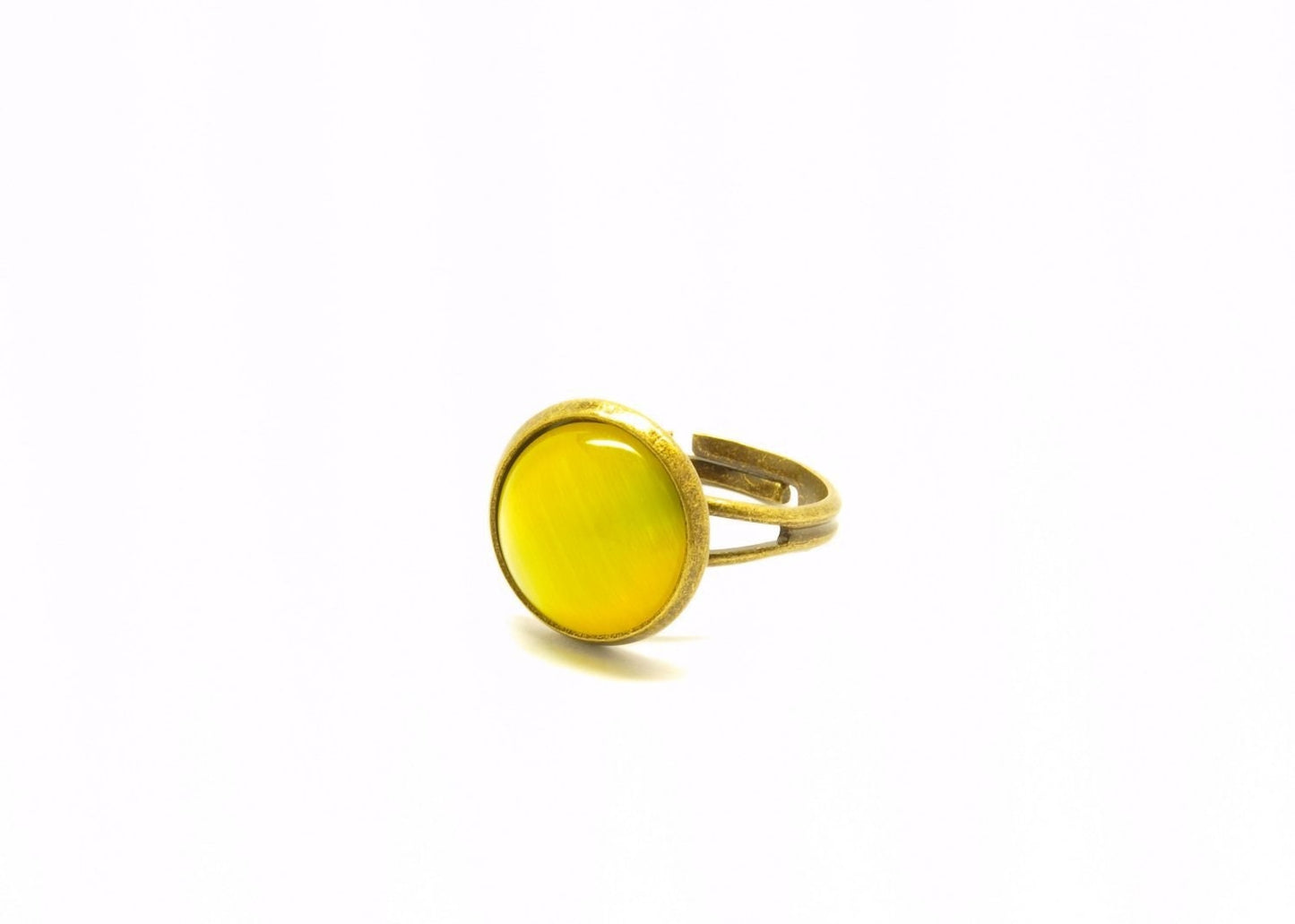 Ring nach Wahl Cabochon Cateye Glas bronze silbern gelb orange rot blau grün braun lila Juvelato
