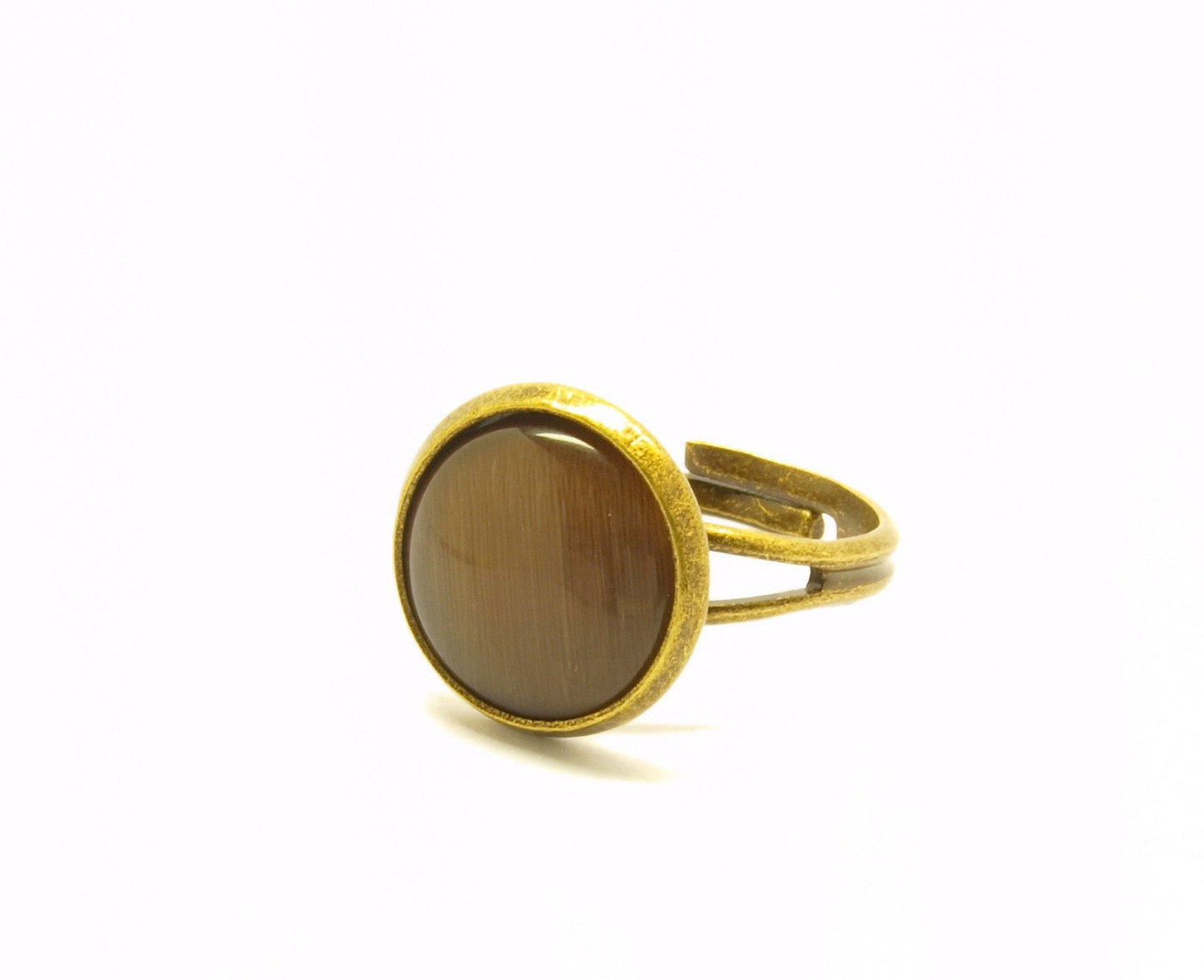 Ring nach Wahl Cabochon Cateye Glas bronze silbern gelb orange rot blau grün braun lila Juvelato