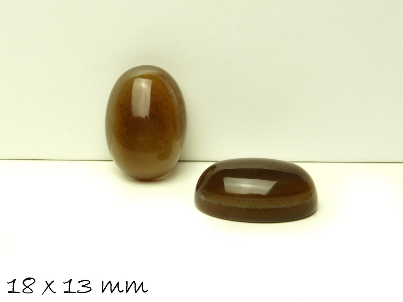 2 Stück Edelstein Cabochons, oval, Achat, 18 x 13 mm, braun