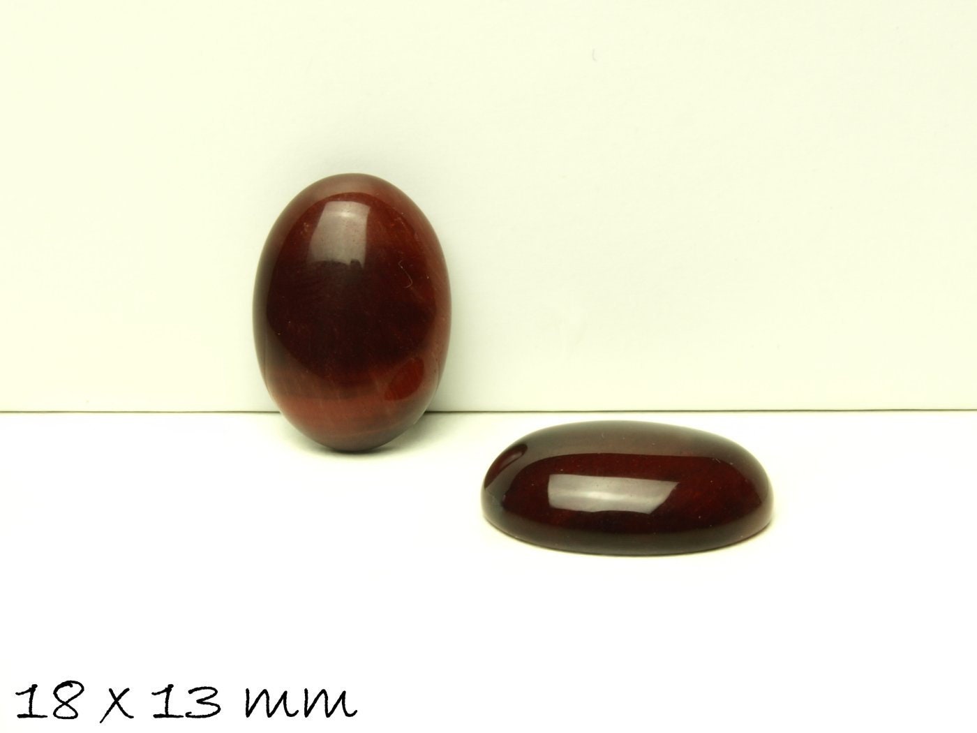 2 Stück Edelstein Cabochons, roter Tigerauge, 18 x 13 mm, oval
