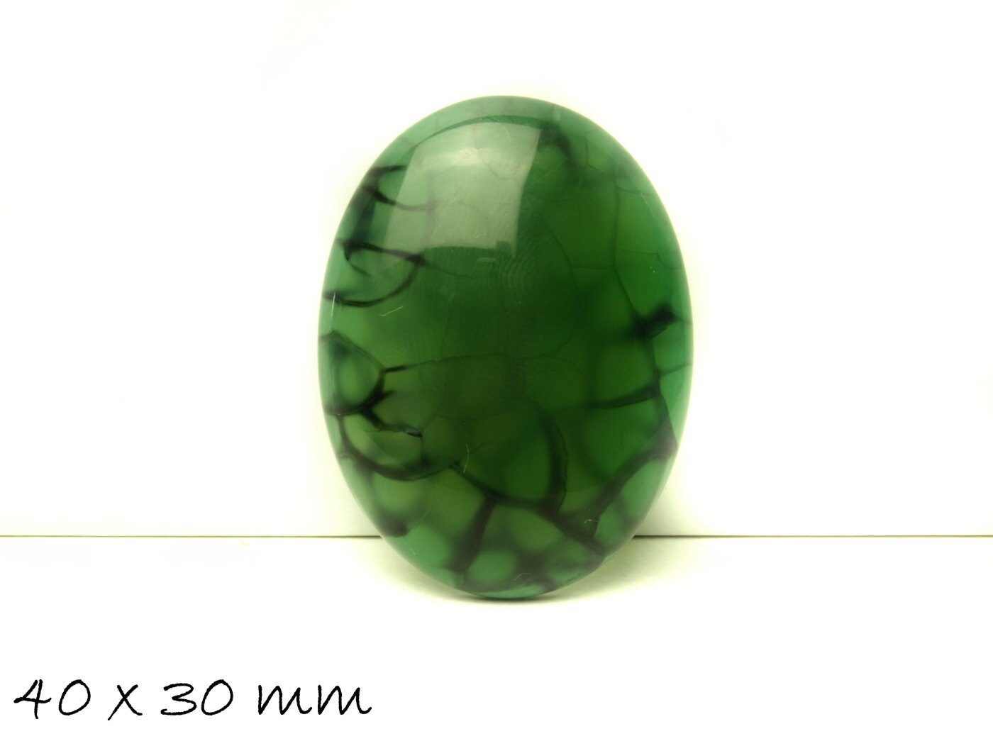 1 Edelstein Cabochon, Drachenader, Achat, 40 x 30 mm, grün schwarz