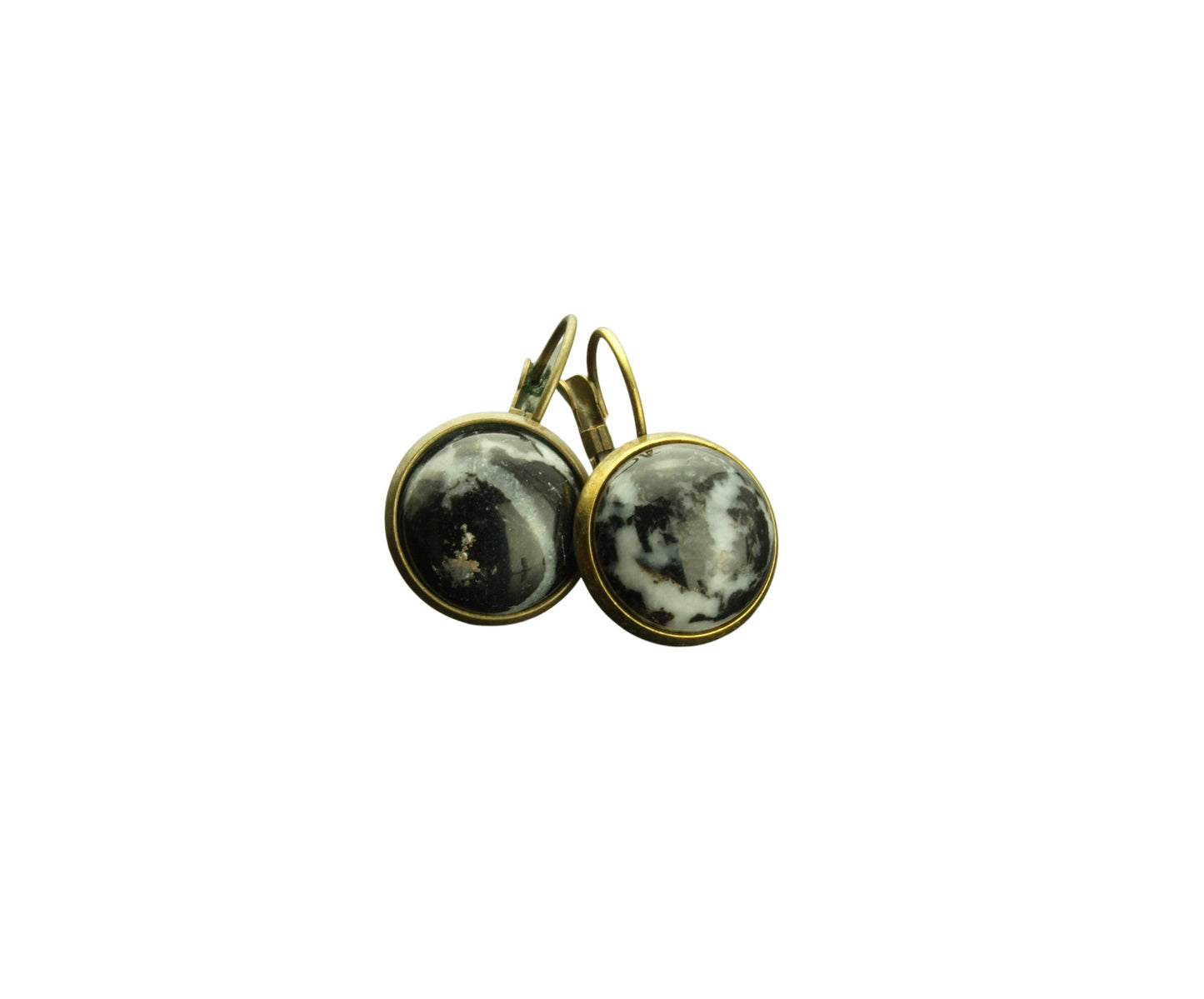 Ohrhänger Marmor schwarz weiß Edelstein Ohrringe Brisuren silbern golden bronze