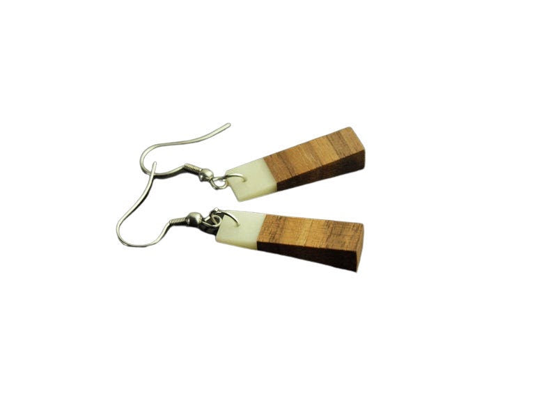 Ohrringe Nussbaum Holz und Hirschknochen