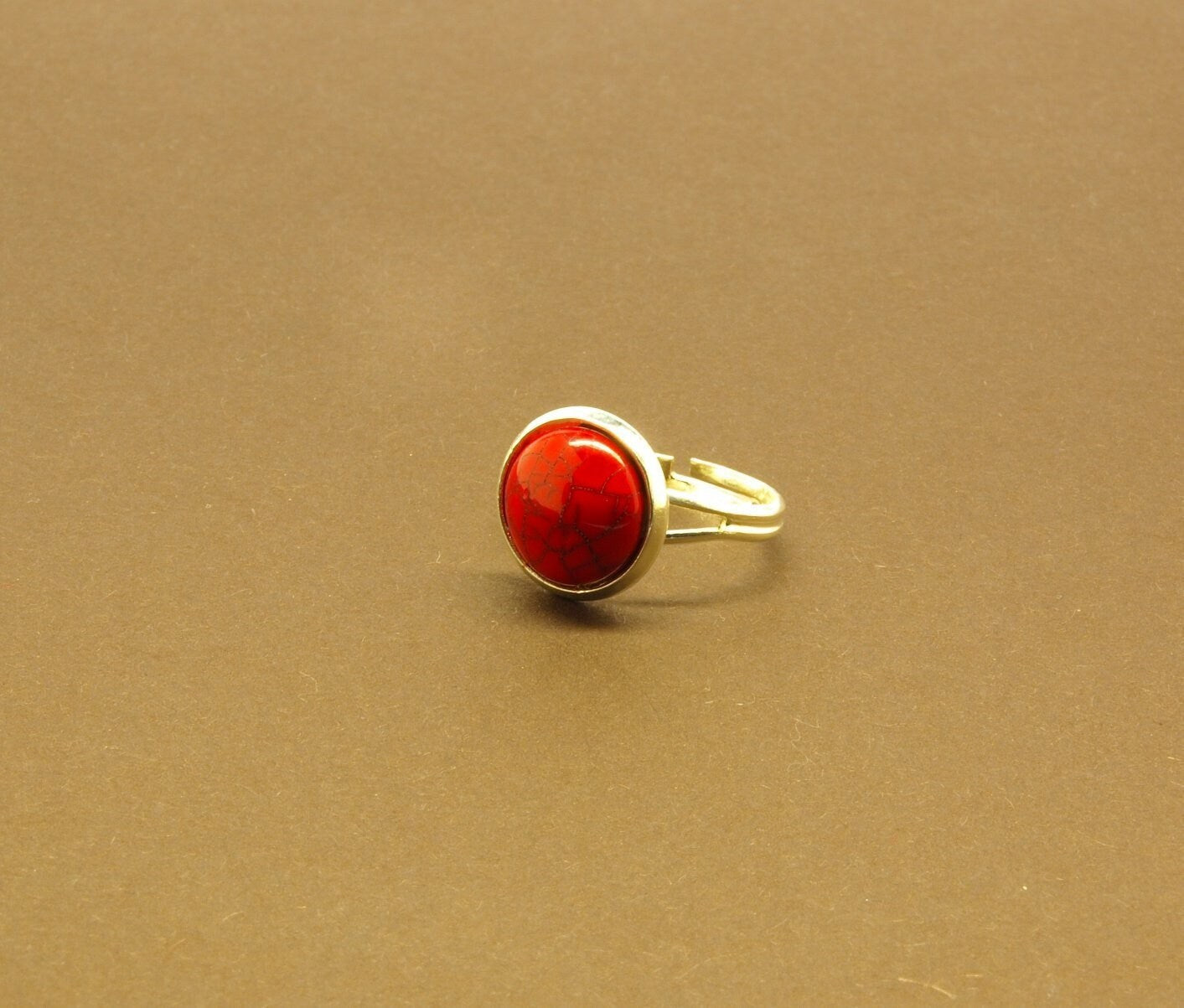 Ring Stein Cabochon vintage Resin Glas Polymer Clay Harz rot bronze silbern