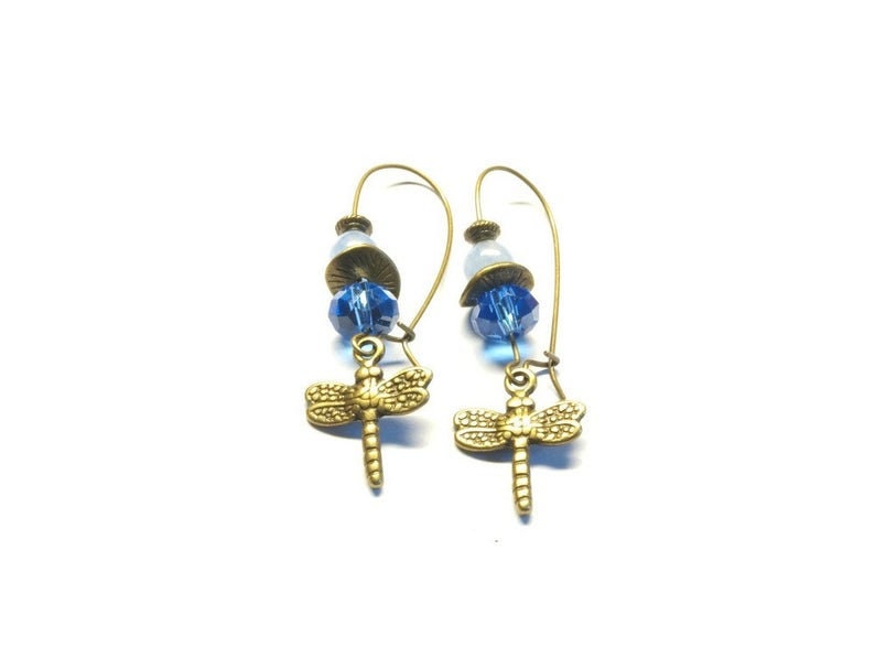 Ohrringe nach Wahl Glas Perle Blume Blüte bronze silbern golden vintage Schleife