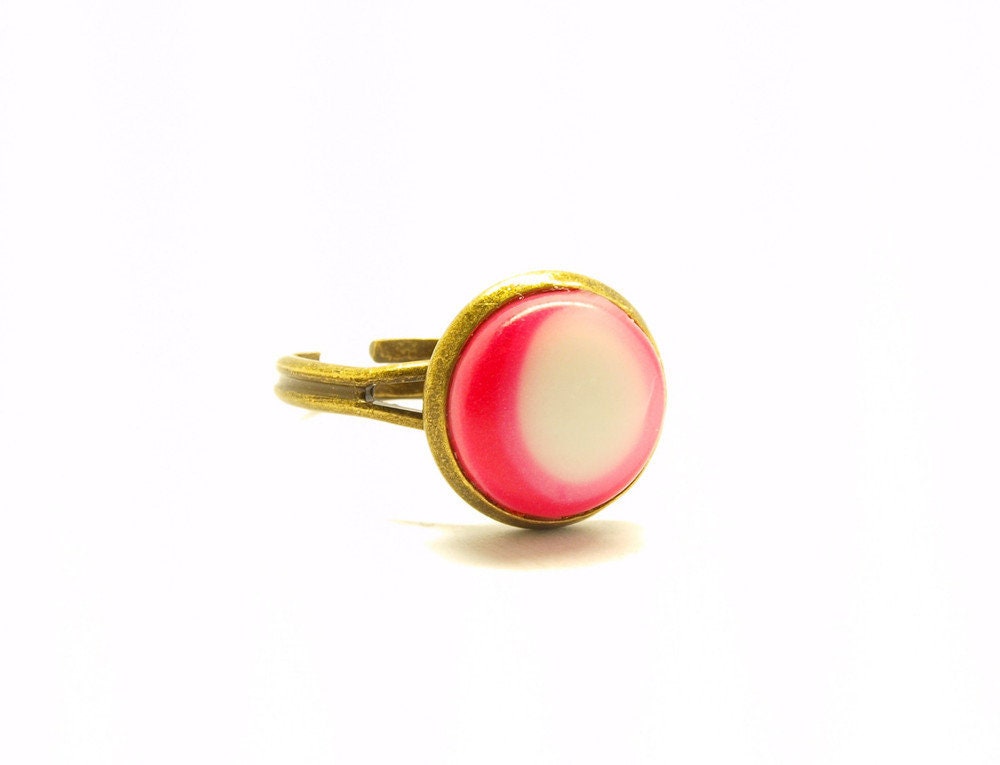 Ring nach Wahl Rosa Cabochon Fimo Polymer Clay vintage bronze weiß pink