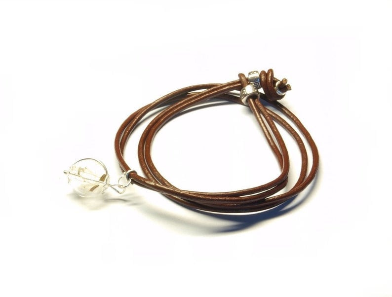 Armreifen nach Wahl echte Pusteblume Glas Armband Leder bronze silber golden