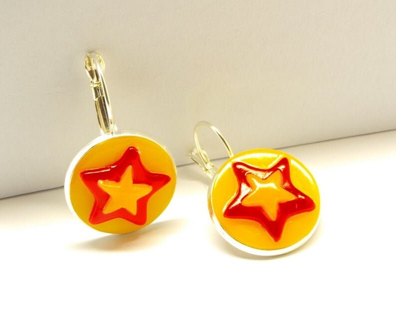 Ohrringe Cabochon Polymer Clay nach Wahl rot schwarz gelb weiß Blume Blüte Stern