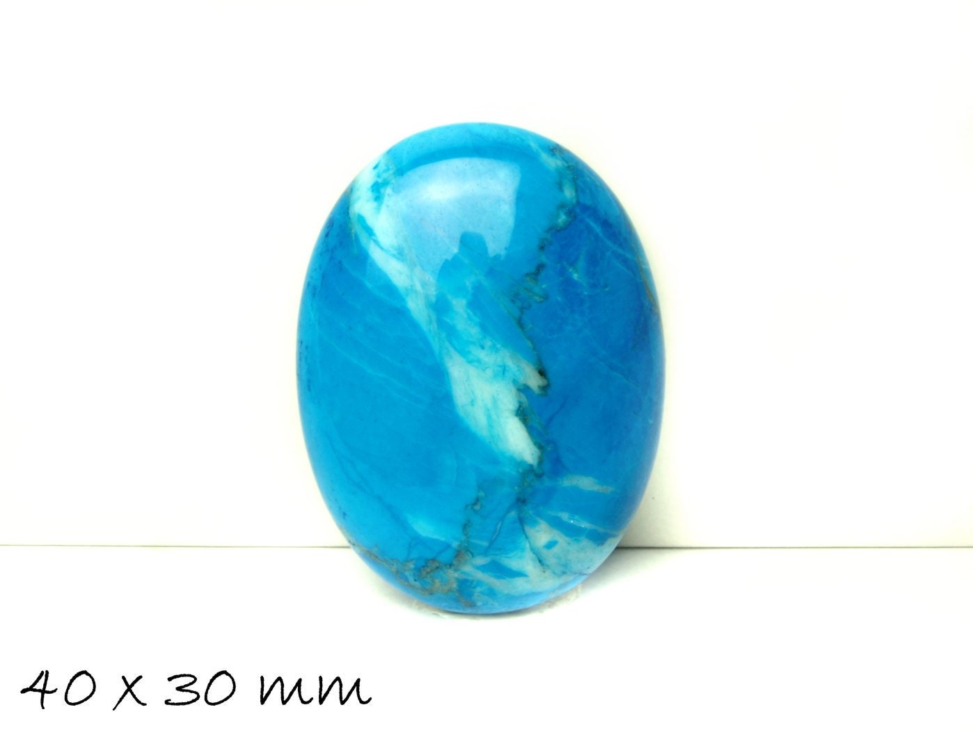 1 Stück Edelstein Cabochon, natürlicher Howlith, 40 x 30 mm, blau