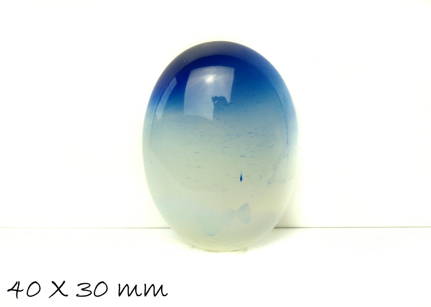 1 Edelstein Cabochon Achat 40 x 30 mm, blau