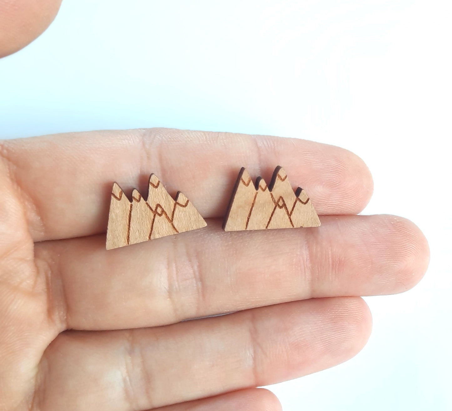 Ohrstecker Dreieck Berge Landschaft geometrisch Holz Ohrringe Stecker
