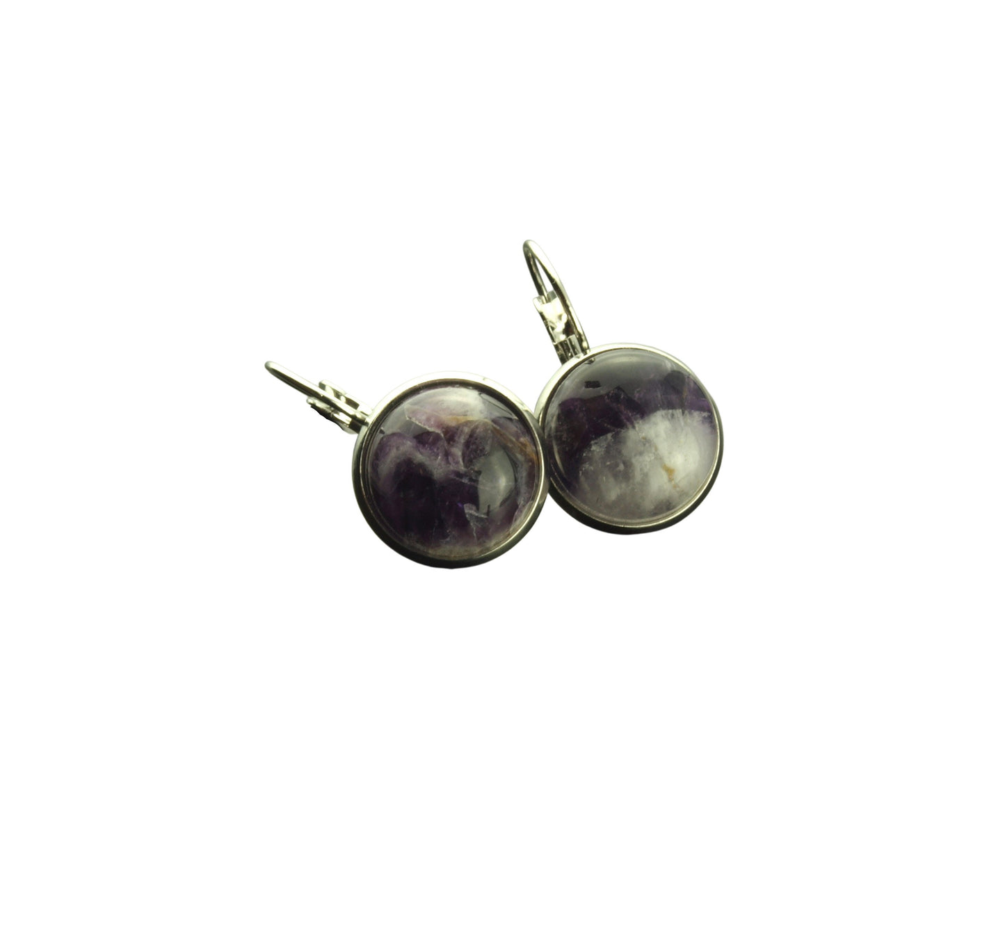 Ohrhänger Amethyst lila weiß Edelstein Ohrringe silbern golden bronze