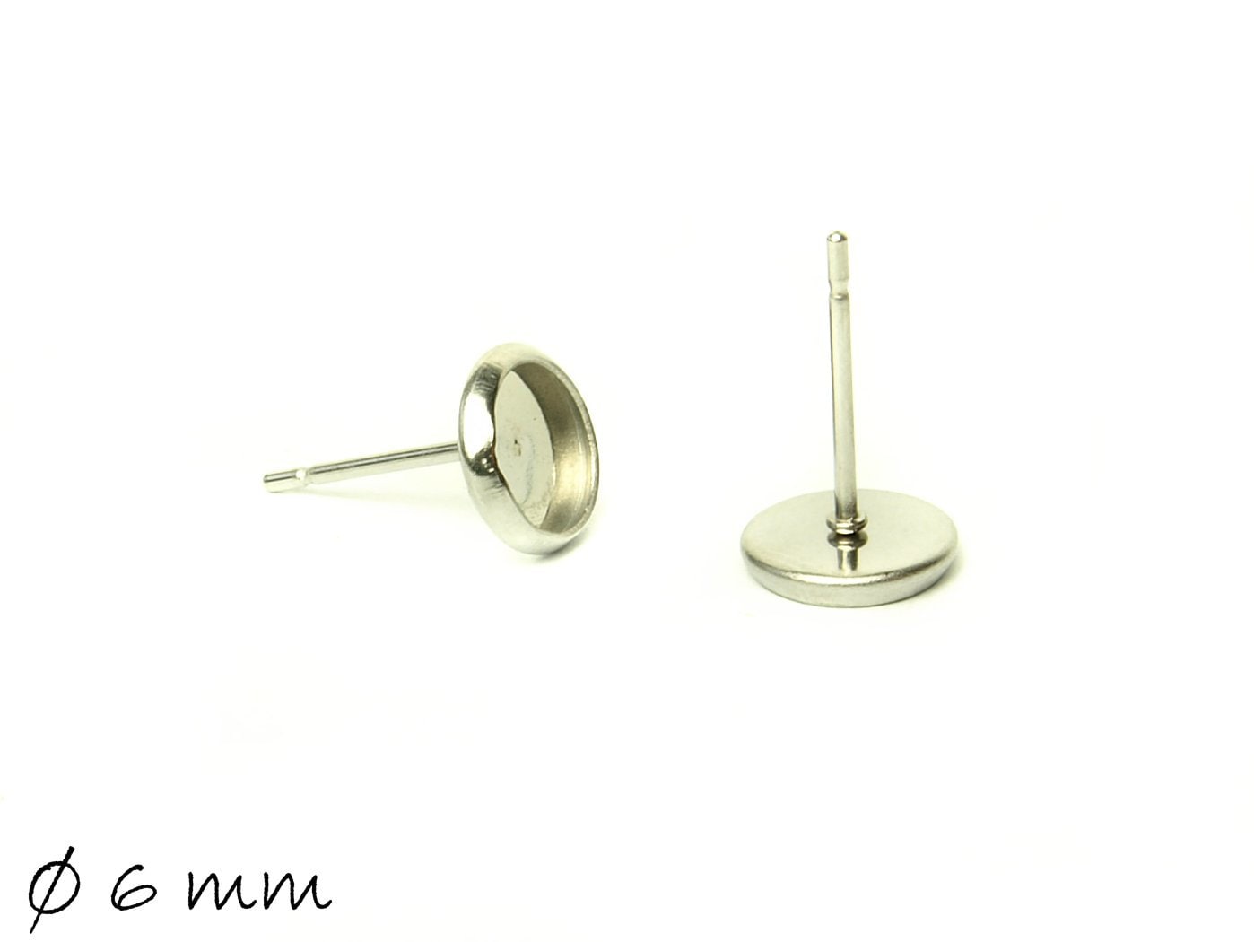 10 Stück Edelstahl Ohrstecker Rohling Fassung, 6 mm Ohrringe