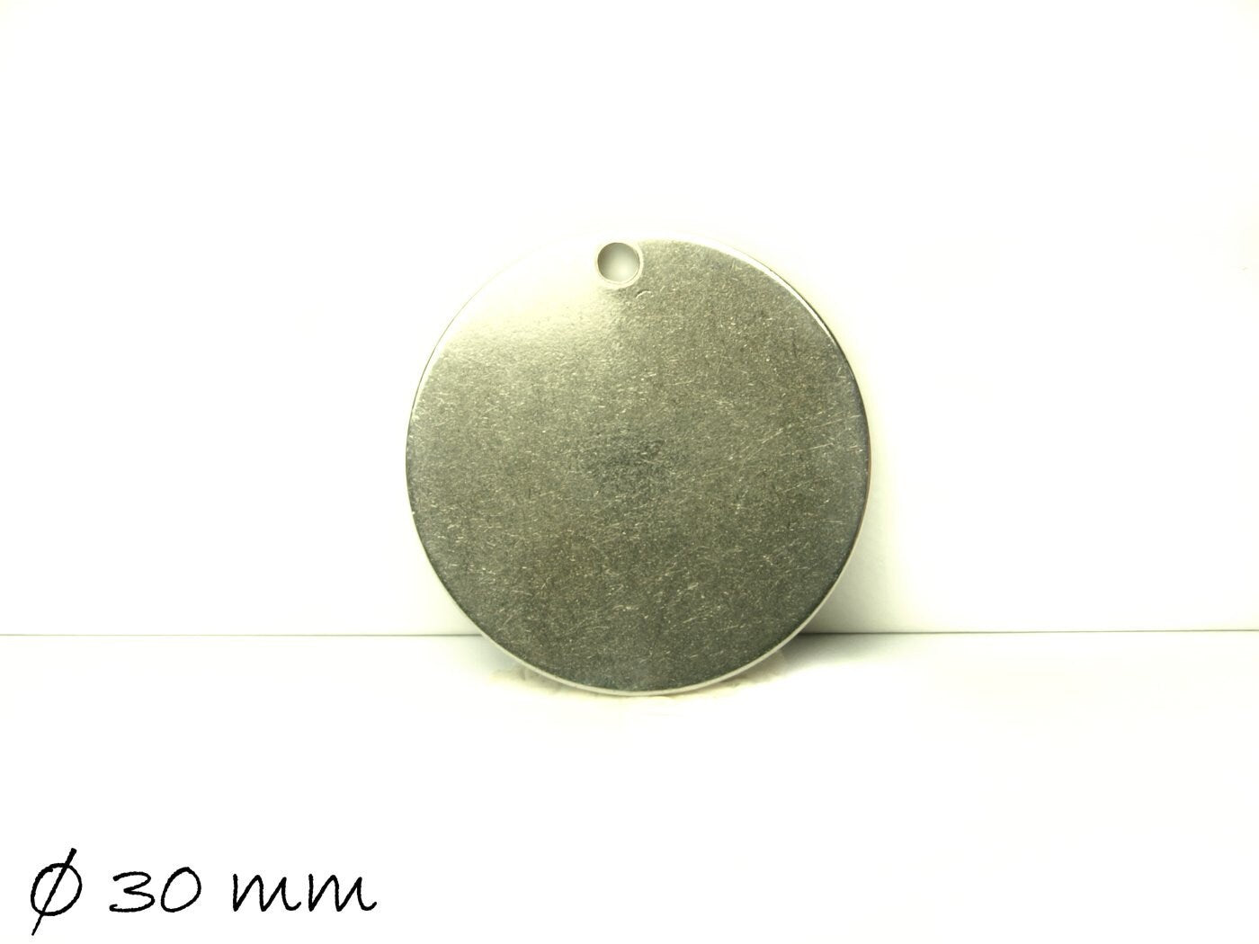 4 Stück Anhänger Edelstahl Stempel Plättchen Ø 30 mm, silber