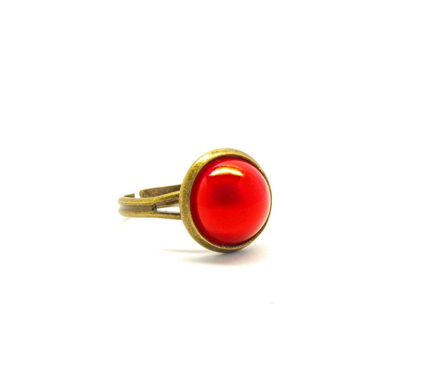 Ring Stein Cabochon vintage Resin Glas Polymer Clay Harz rot bronze silbern