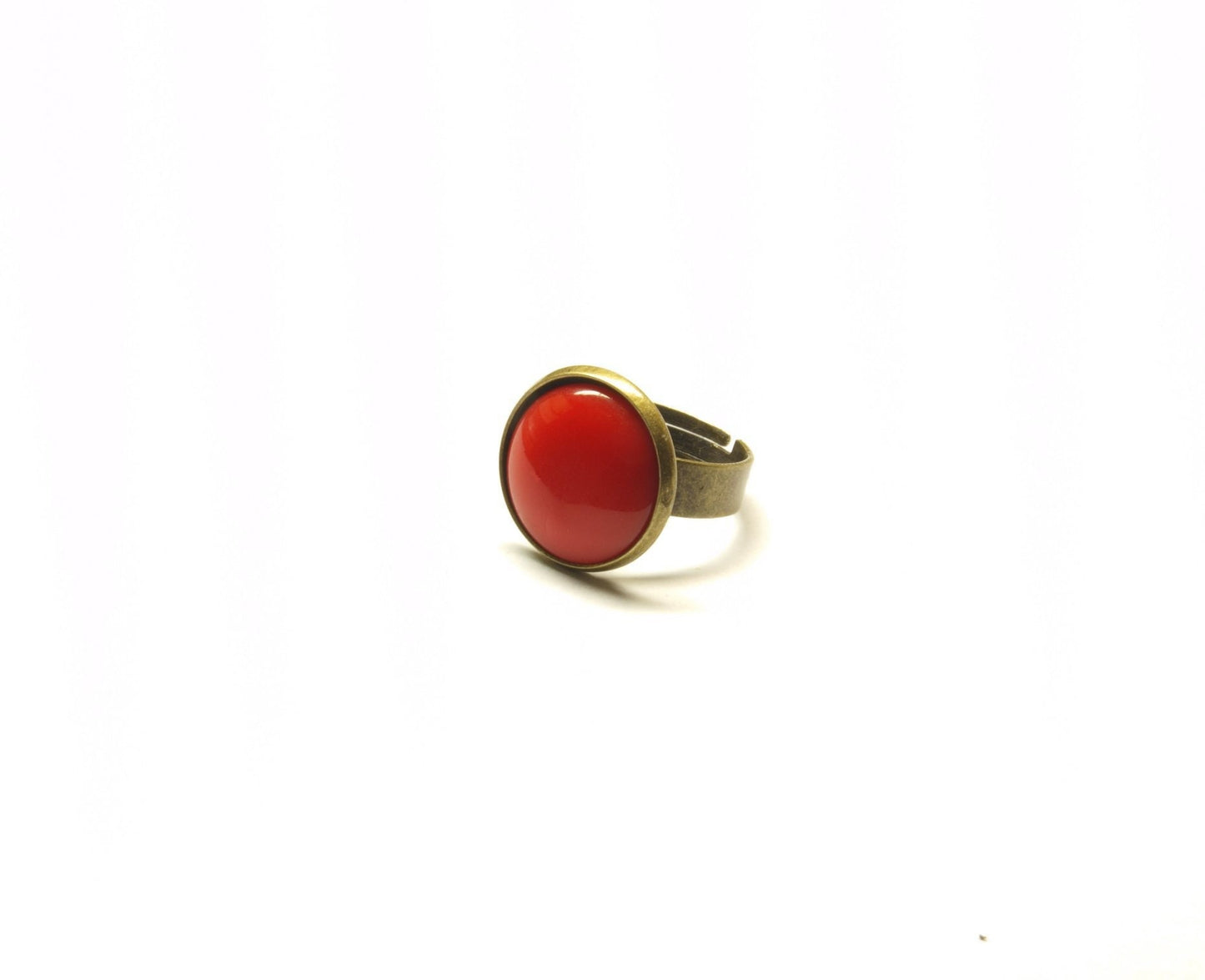Ring Stein Cabochon vintage Resin Glas Polymer Clay Harz rot bronze silbern