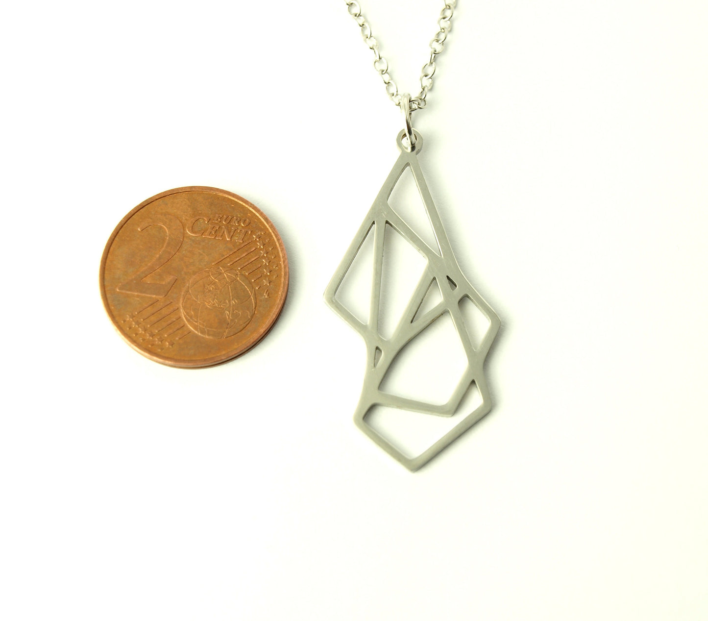 Kette Edelstahl Origami Muster Anhänger geometrisch