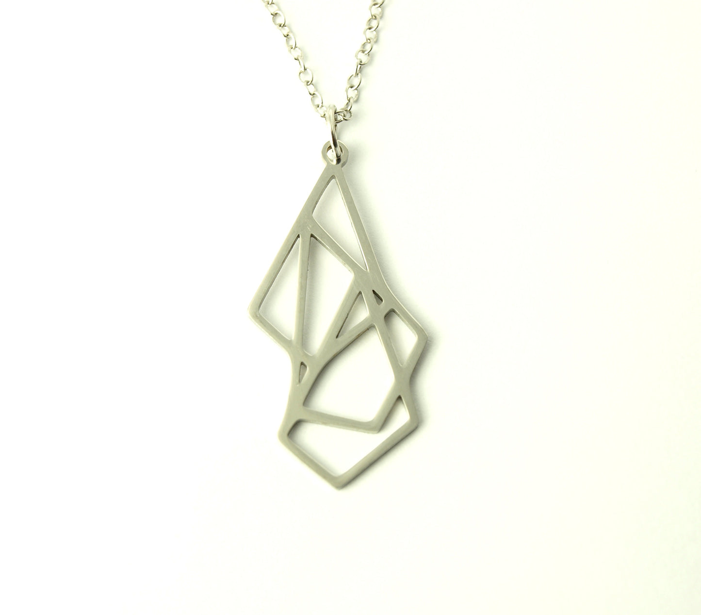 Kette Edelstahl Origami Muster Anhänger geometrisch