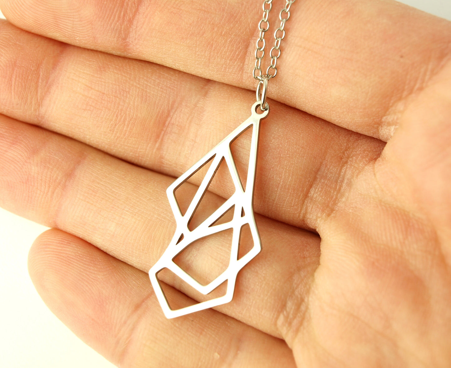 Kette Edelstahl Origami Muster Anhänger geometrisch