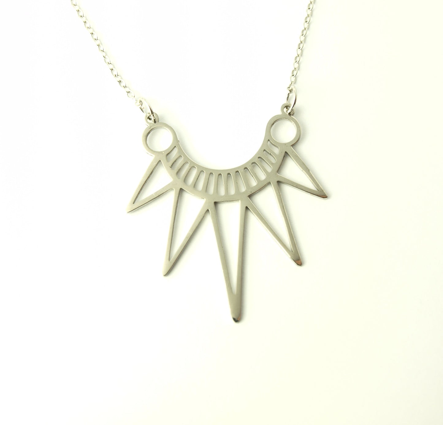 Kette Edelstahl Dreiecke Muster Anhänger geometrisch Gothic