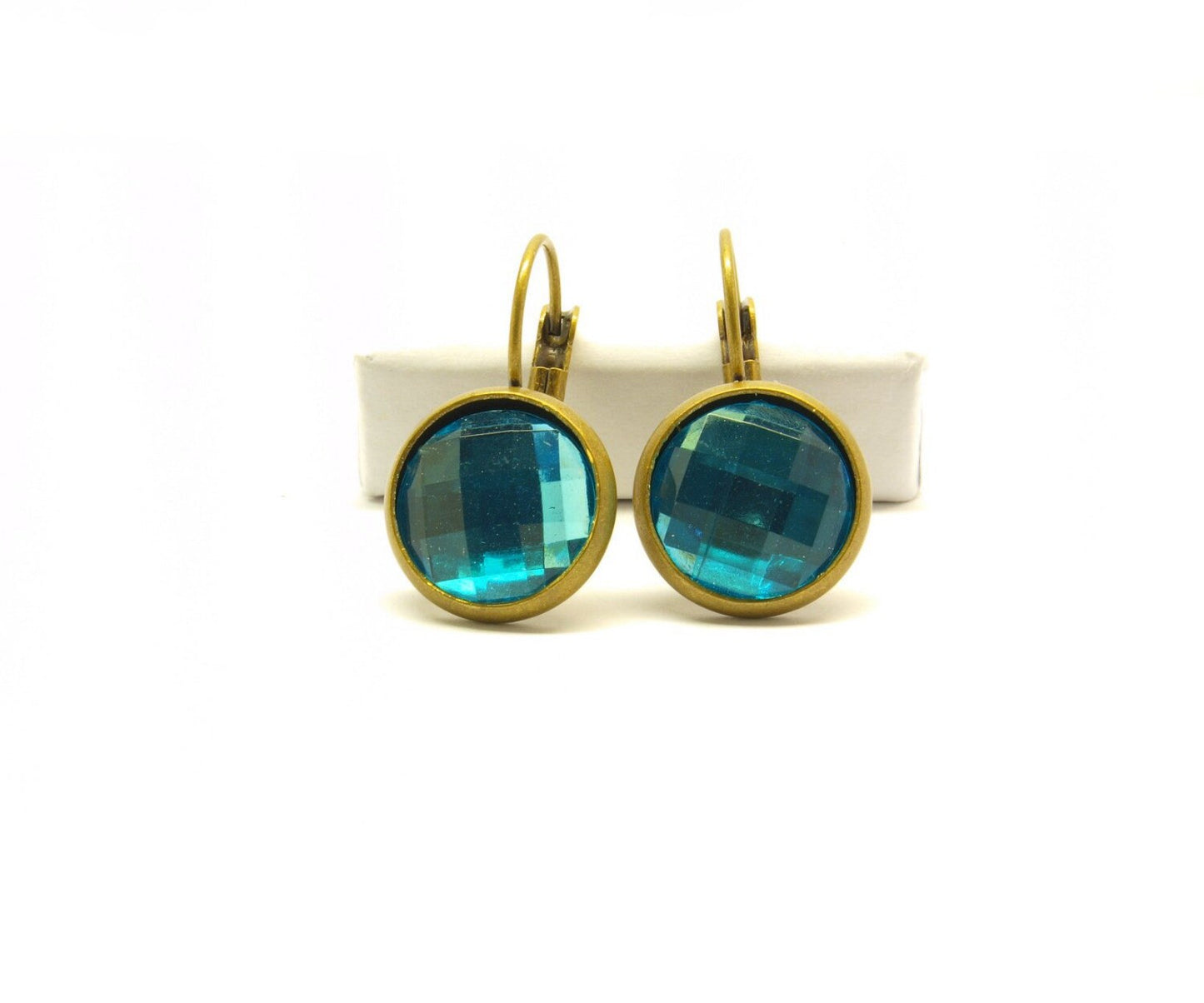 Ohrringe nach Wahl Cabochon Glas Resin Acryl blau türkis