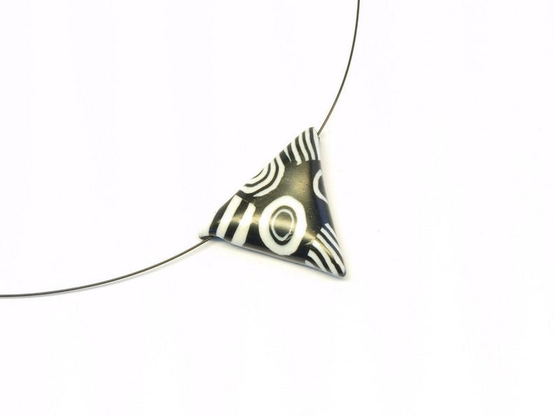 Kette Schmuckdraht Perle weiß schwarz gestreift Polymer Clay Fimo nach Wahl