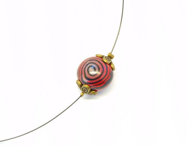 Kette nach Wahl Schmuckdraht Perle Anhänger Fimo Polymer Clay gold schwarz