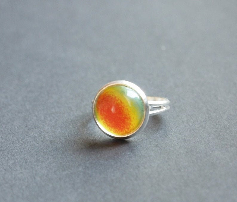 Ring nach Wahl Cabochon Glas bunt Muster farbig retro Mandala Schmetterling Blüten