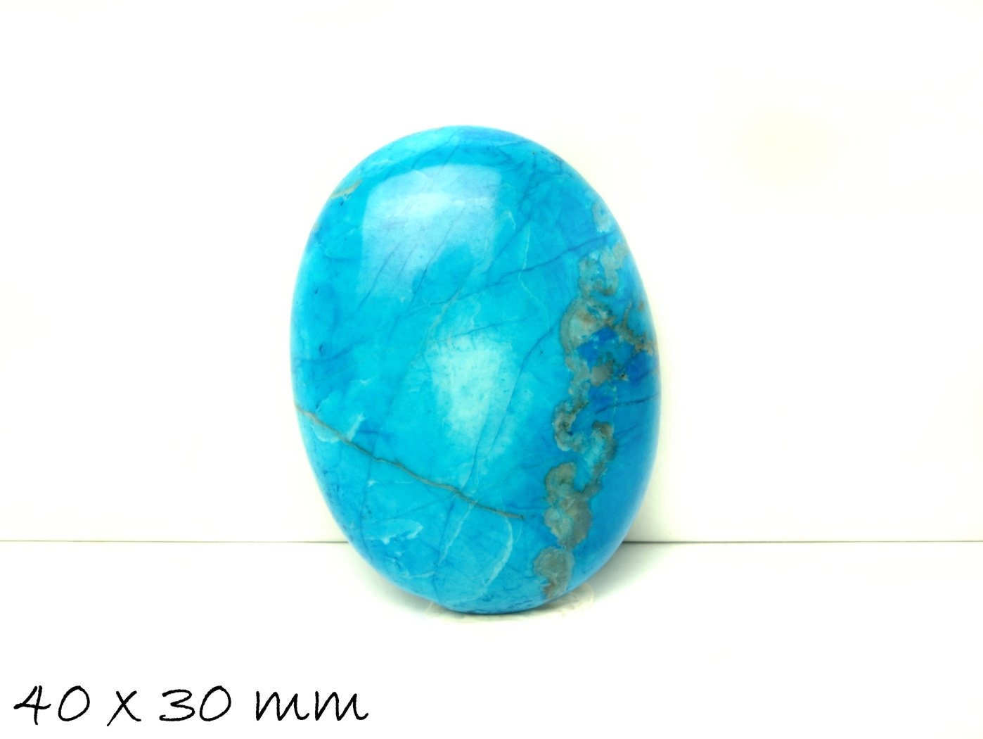 1 Stück Edelstein Cabochon, natürlicher Howlith, 40 x 30 mm, blau