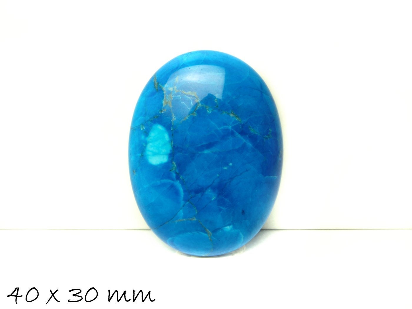 1 Stück Edelstein Cabochon, natürlicher Howlith, 40 x 30 mm, blau