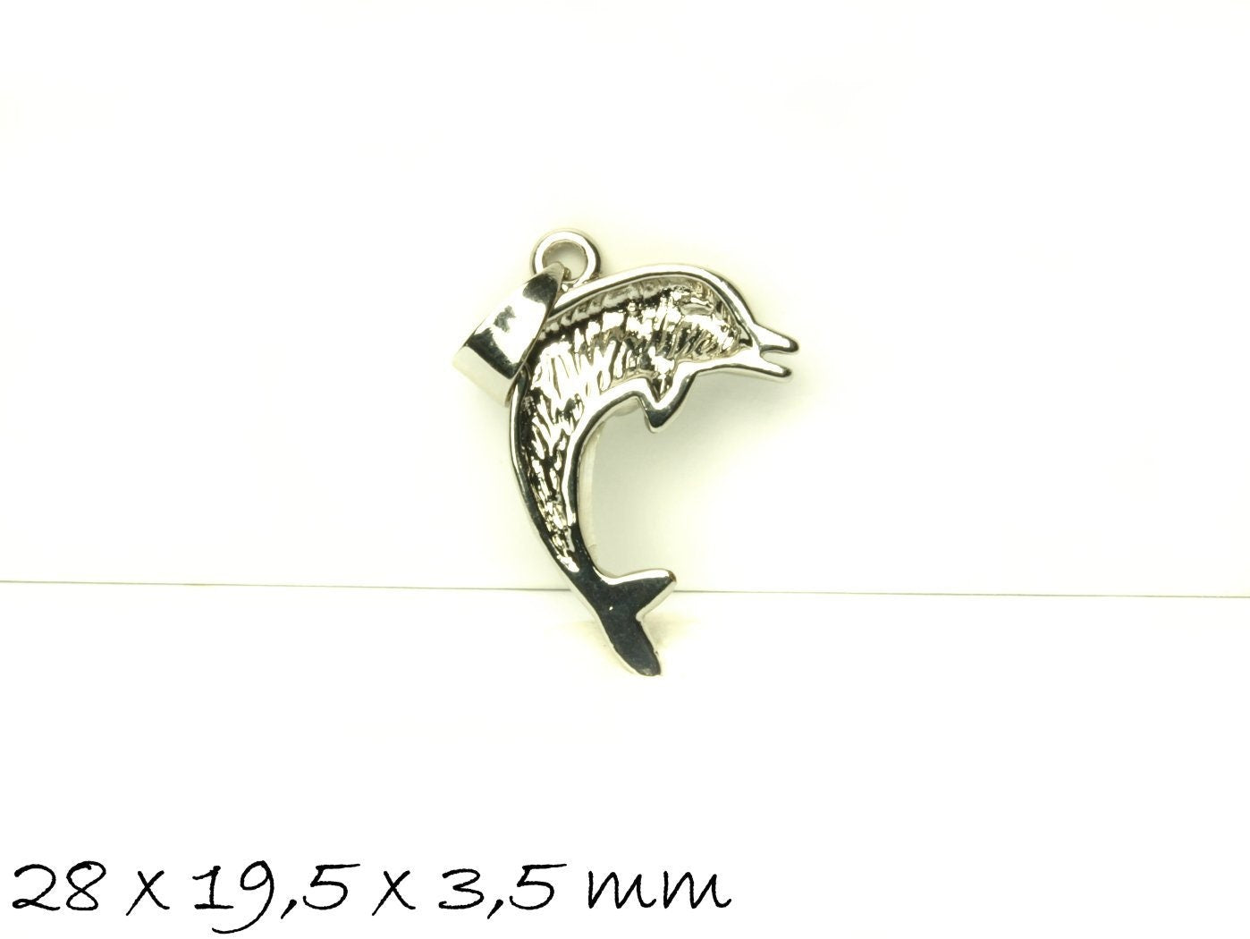 1 Stück Anhänger Delfin aus Perlmutt, silber, weiß, 28 x 19,5 mm