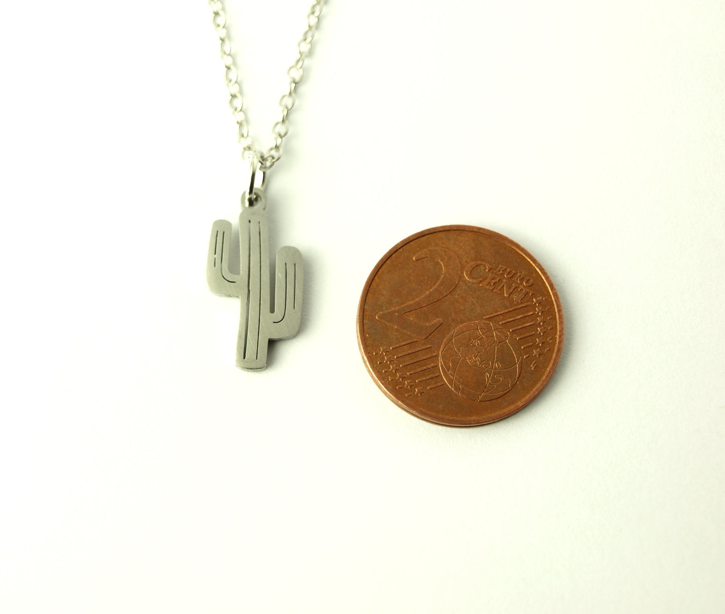 Kette Edelstahl Kaktus Pflanze Anhänger