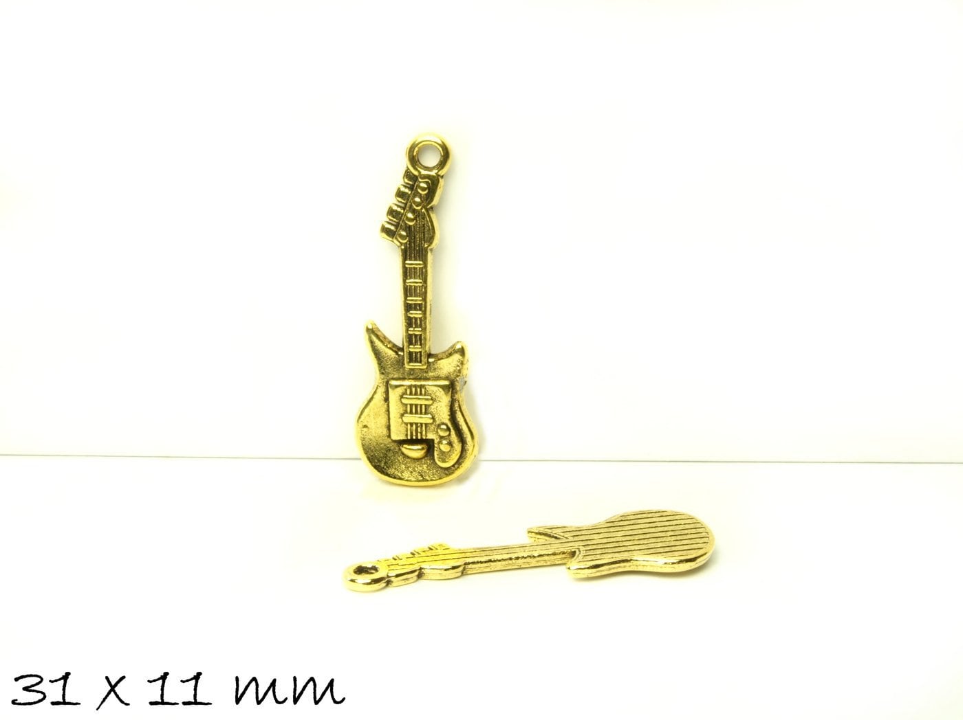 5 Stück Anhänger Gitarre gold 31 x 11 mm